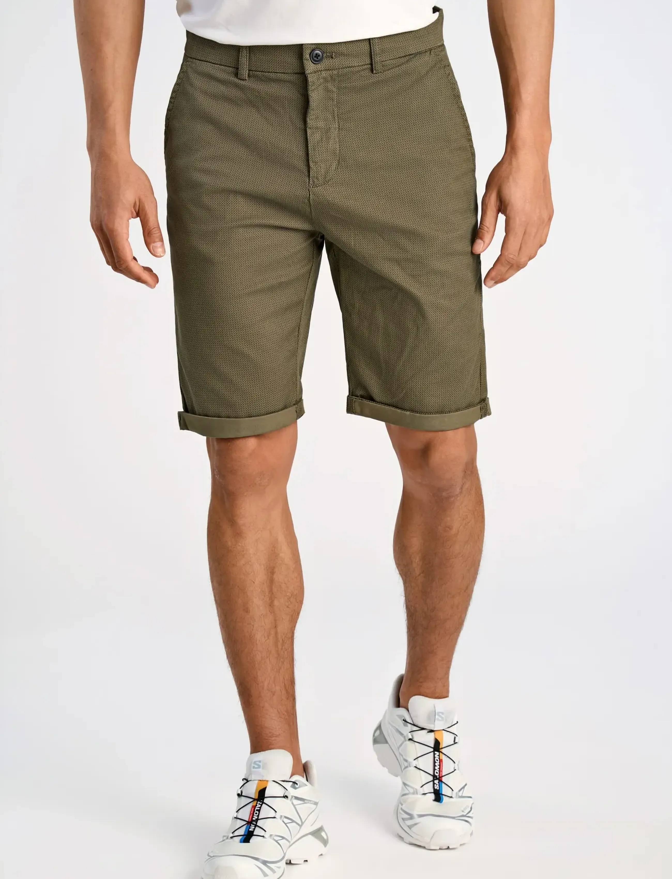 Lindbergh Superflex Aop Chino Shorts, M, Khaki green, Shorts > Chinoshorts, Herre