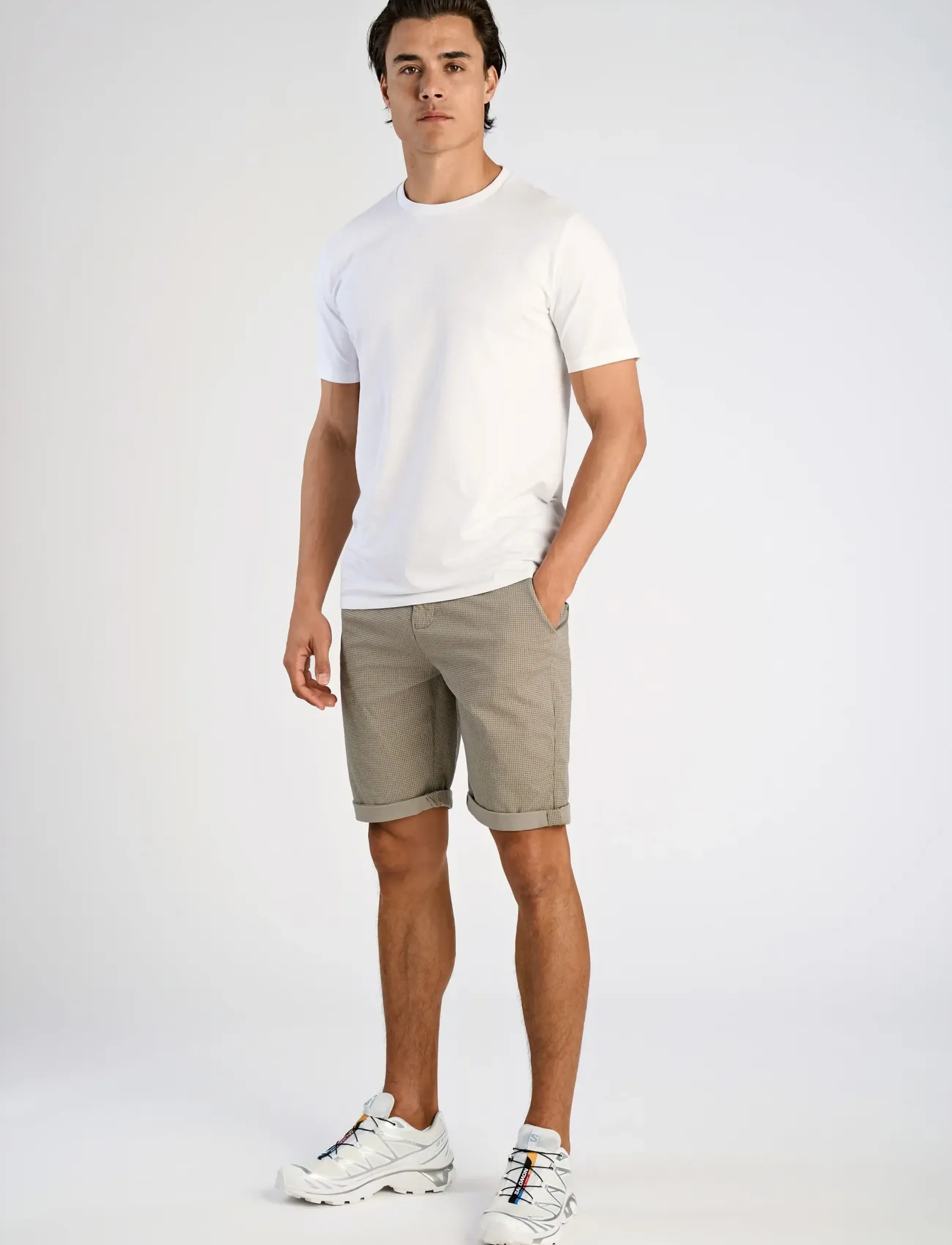 Lindbergh Superflex Aop Chino Shorts, M, Beige, Shorts > Chinoshorts, Herre