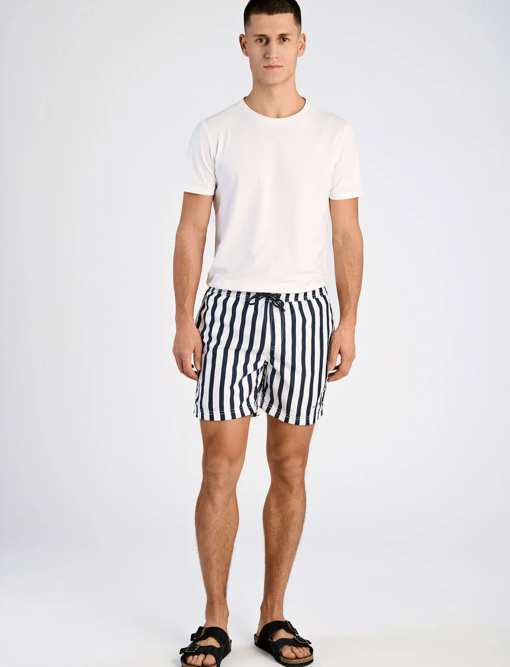 Lindbergh - Striped swim shorts - badeshorts - navy - 0