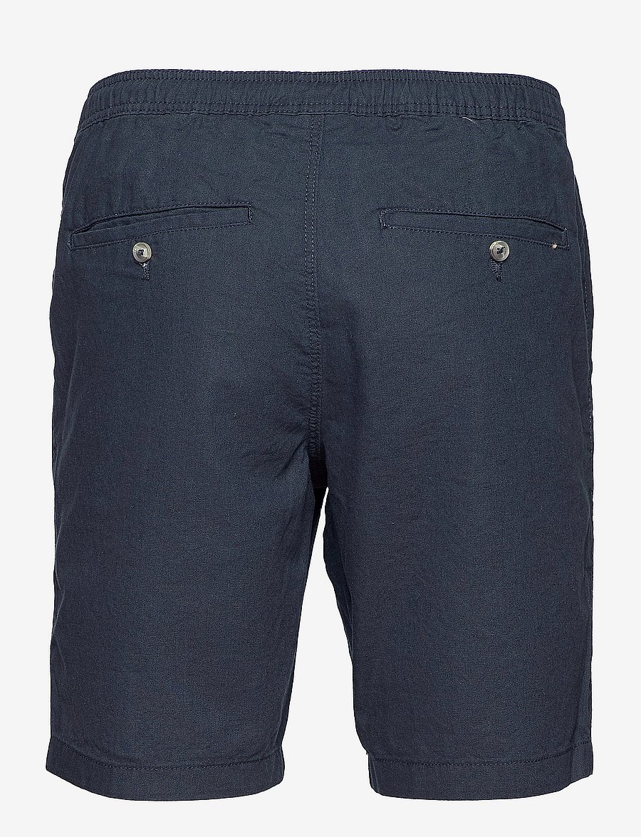 Lindbergh - Linen elastic waist shorts - navy - 1