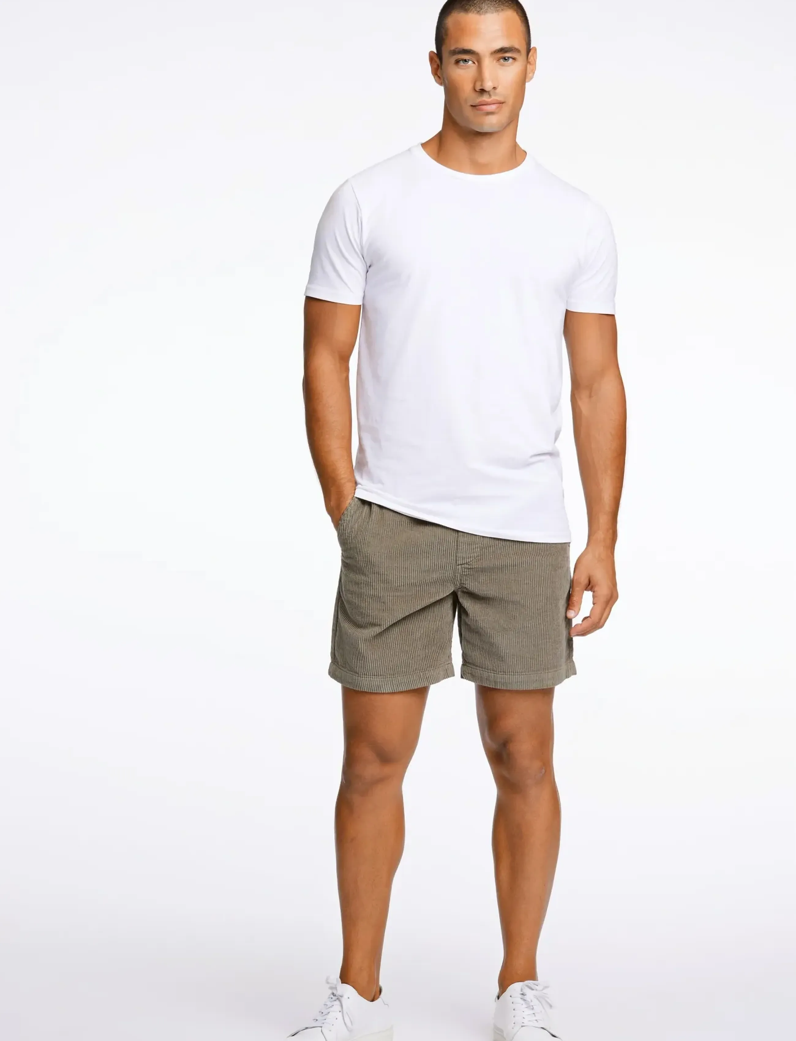 Lindbergh Corduroy Shorts, 3XL, Khaki green, Shorts > Afslappet, Herre