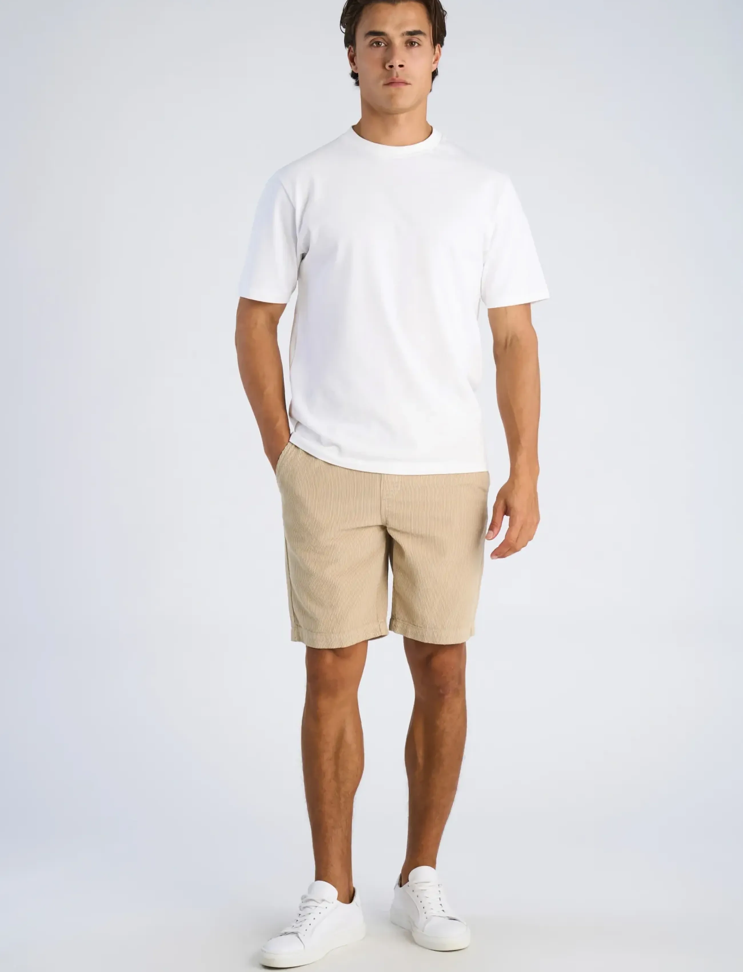 Lindbergh Corduroy Shorts, M, Beige - Casual, Männerswear