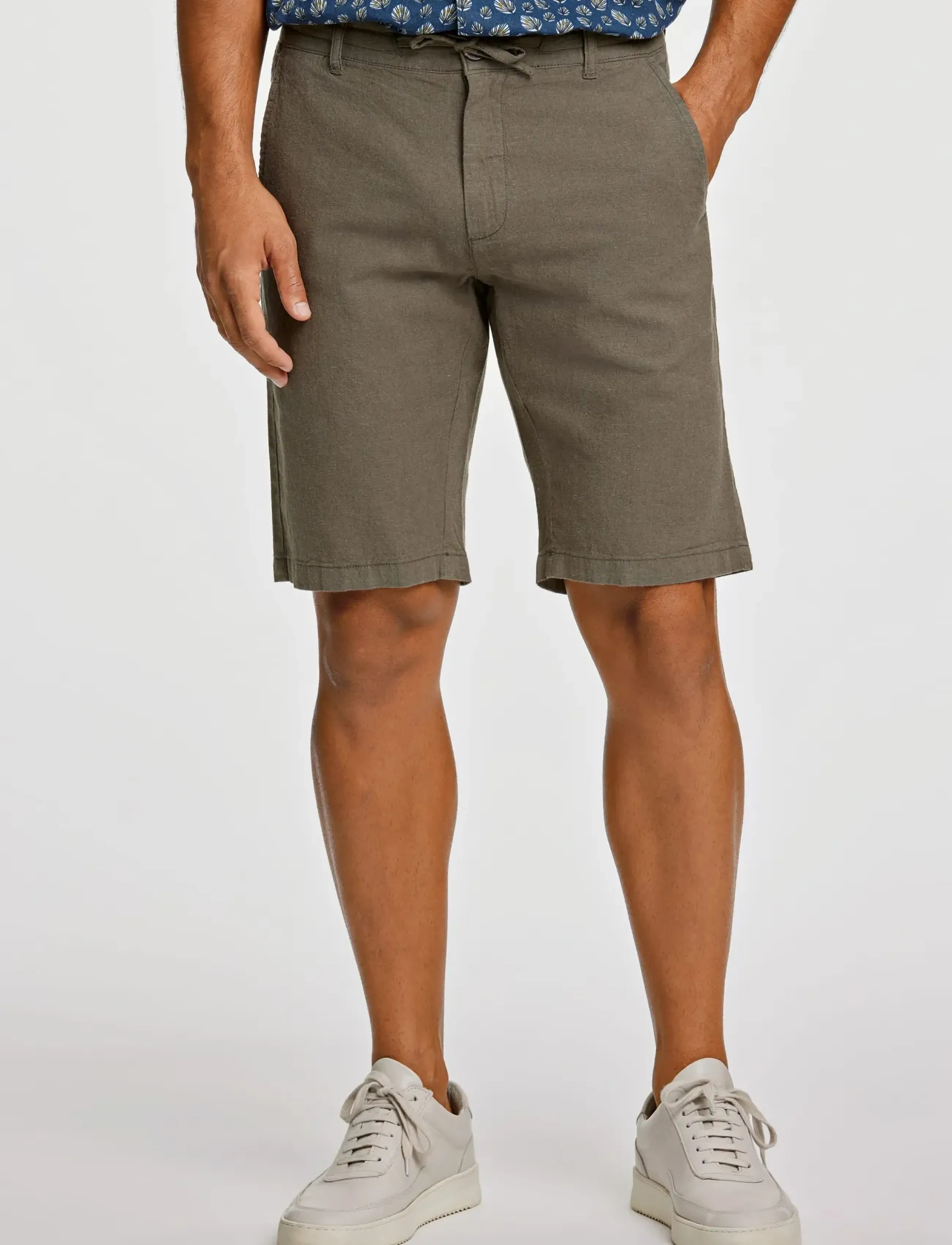 Lindbergh - Linen shorts - laveste priser - dk army - 3