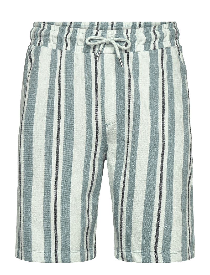 Lindbergh - Striped terry shorts with elastic w - casual shorts - aqua - 1