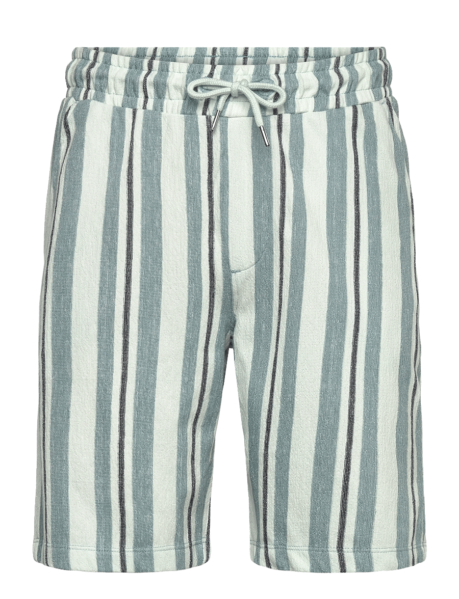 Lindbergh - Striped terry shorts with elastic w - casual shorts - aqua - 1