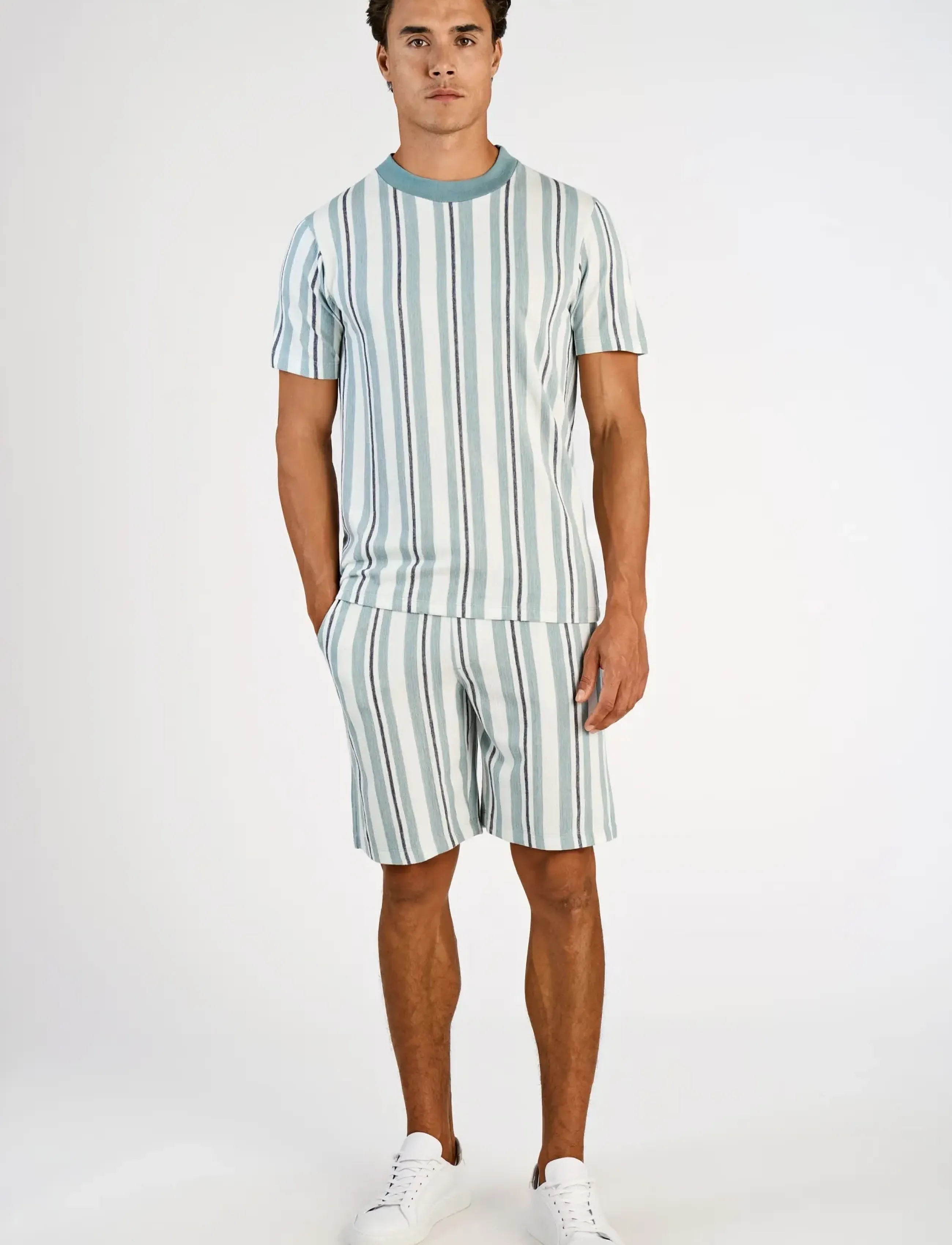 Lindbergh Striped Terry Shorts With Elastic W, Mænd, Stribede Frotte Elastik Talje Shorts, Multi/mønstret, Str: L