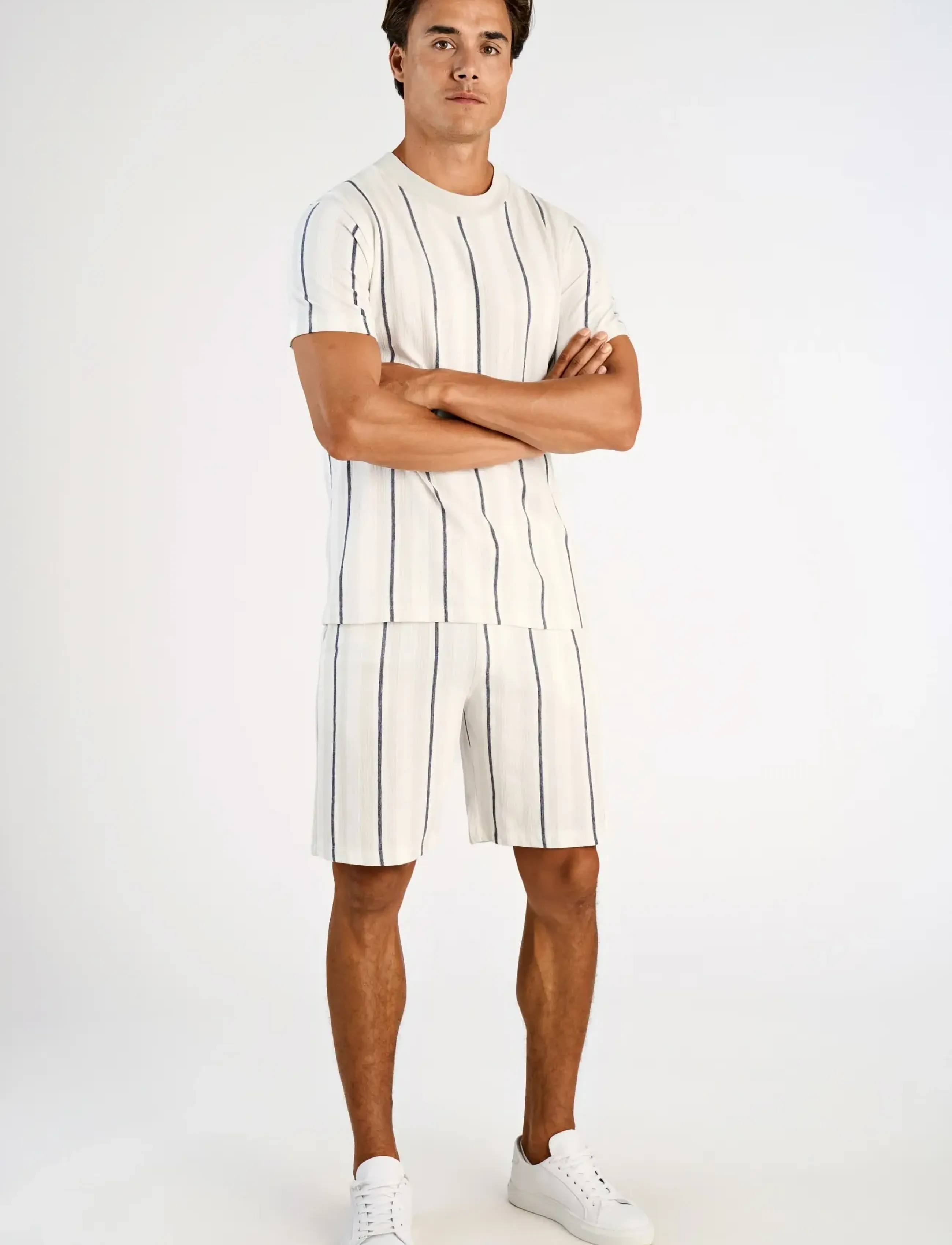 Lindbergh Striped Terry Shorts With Elastic W, Mænd, Stribede Frotte Elastik Talje Shorts, Multi/mønstret, Str: XXL