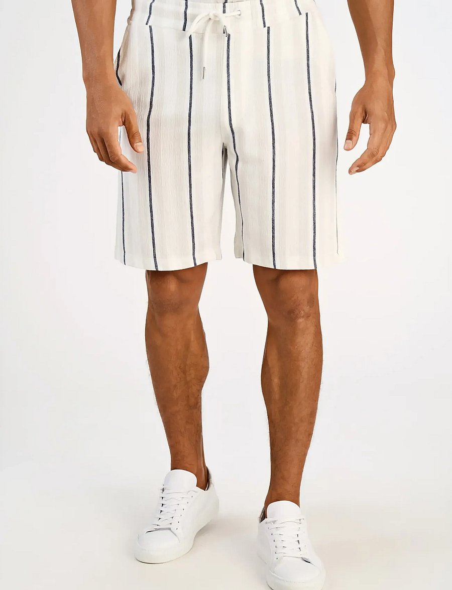 Lindbergh - Striped terry shorts with elastic w - casual shorts - fair grey - 3