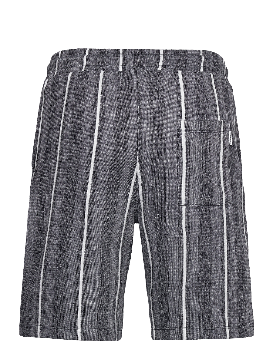 Lindbergh - Striped terry shorts with elastic w - rennot shortsit - navy - 1