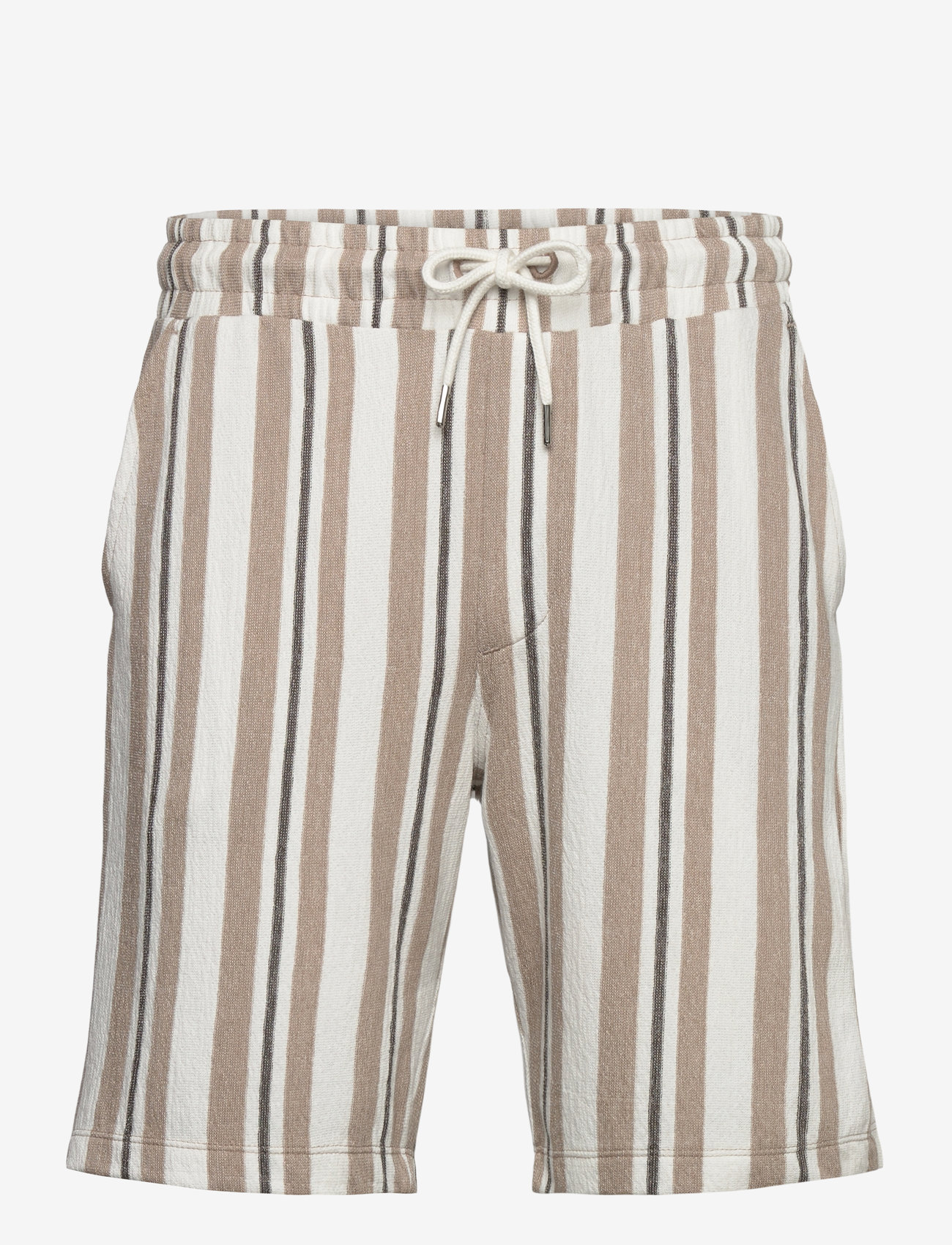 Lindbergh - Striped terry shorts with elastic w - casual shorts - stone - 1