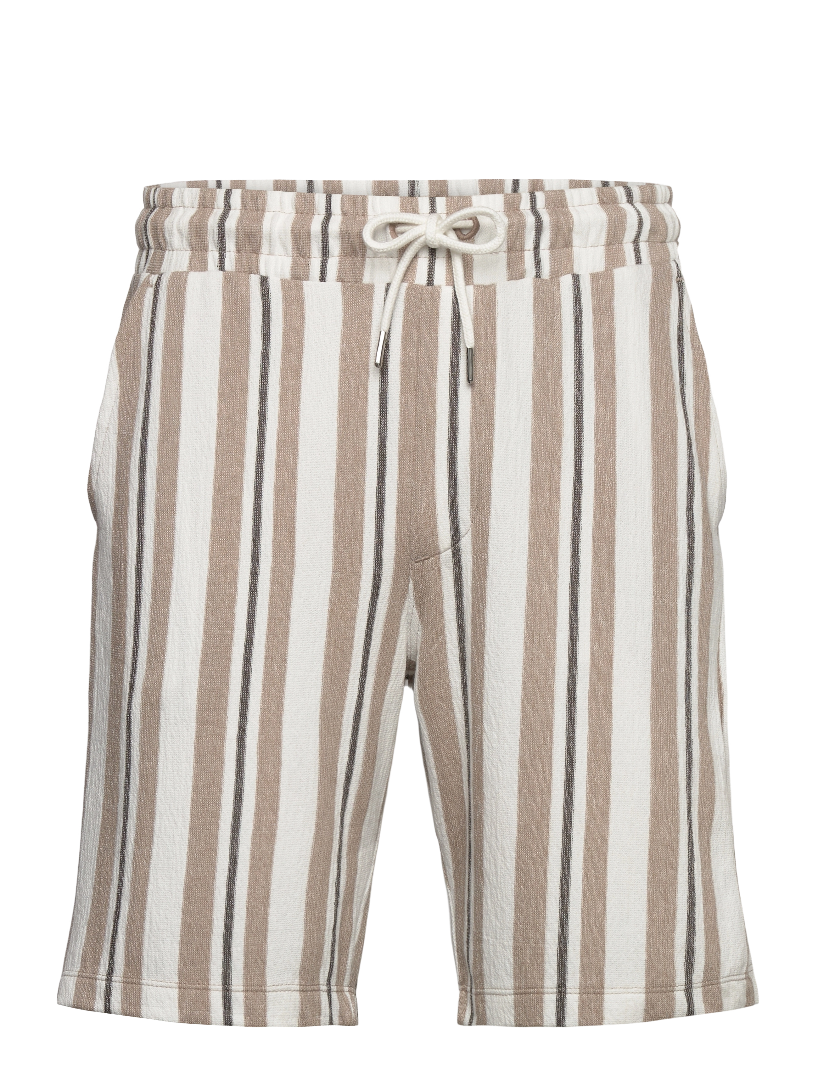 Lindbergh Striped terry shorts with elastic w - Shorts - STONE / beige