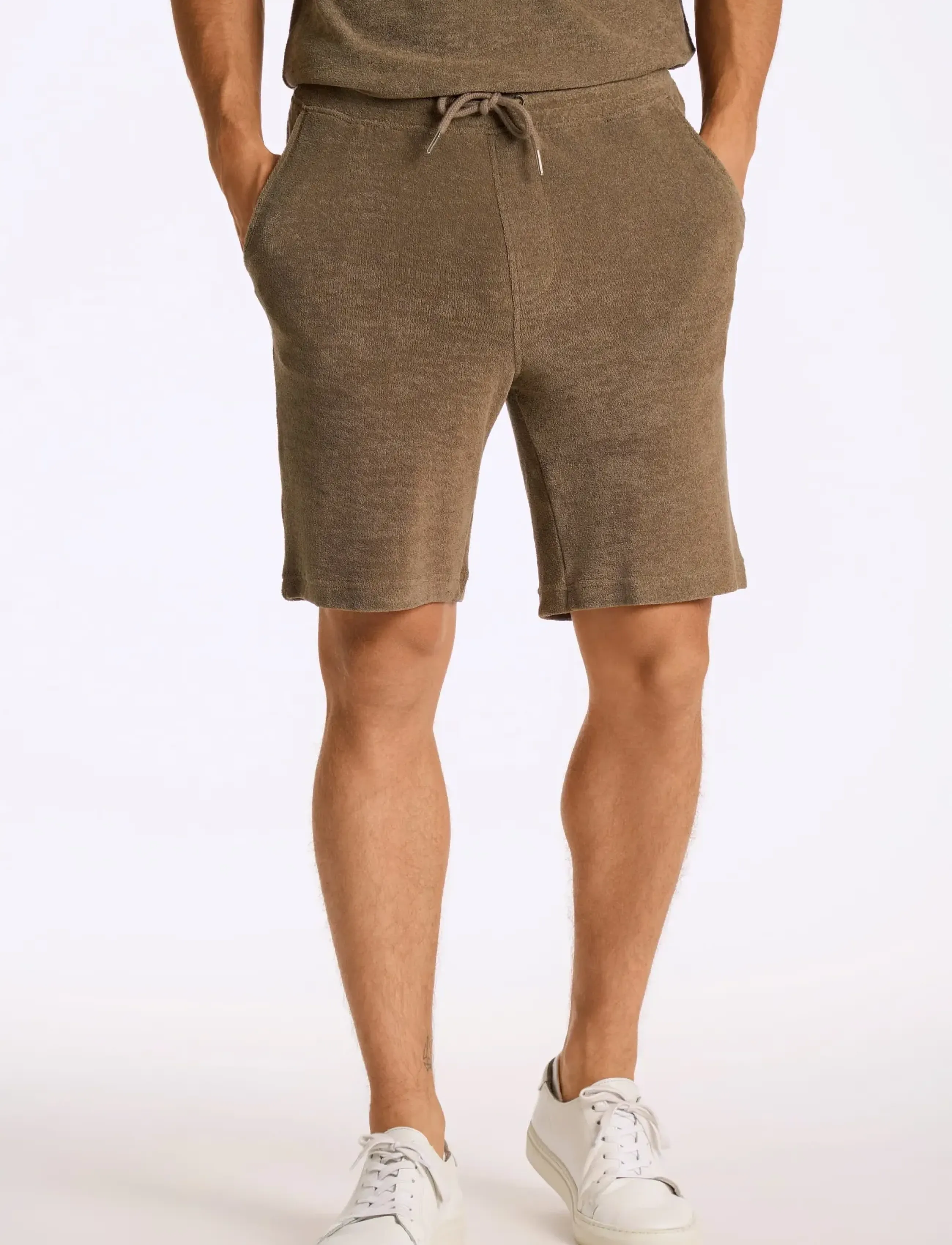 Lindbergh - Towel shorts with elastic waist - sweatshorts - dk stone - 3