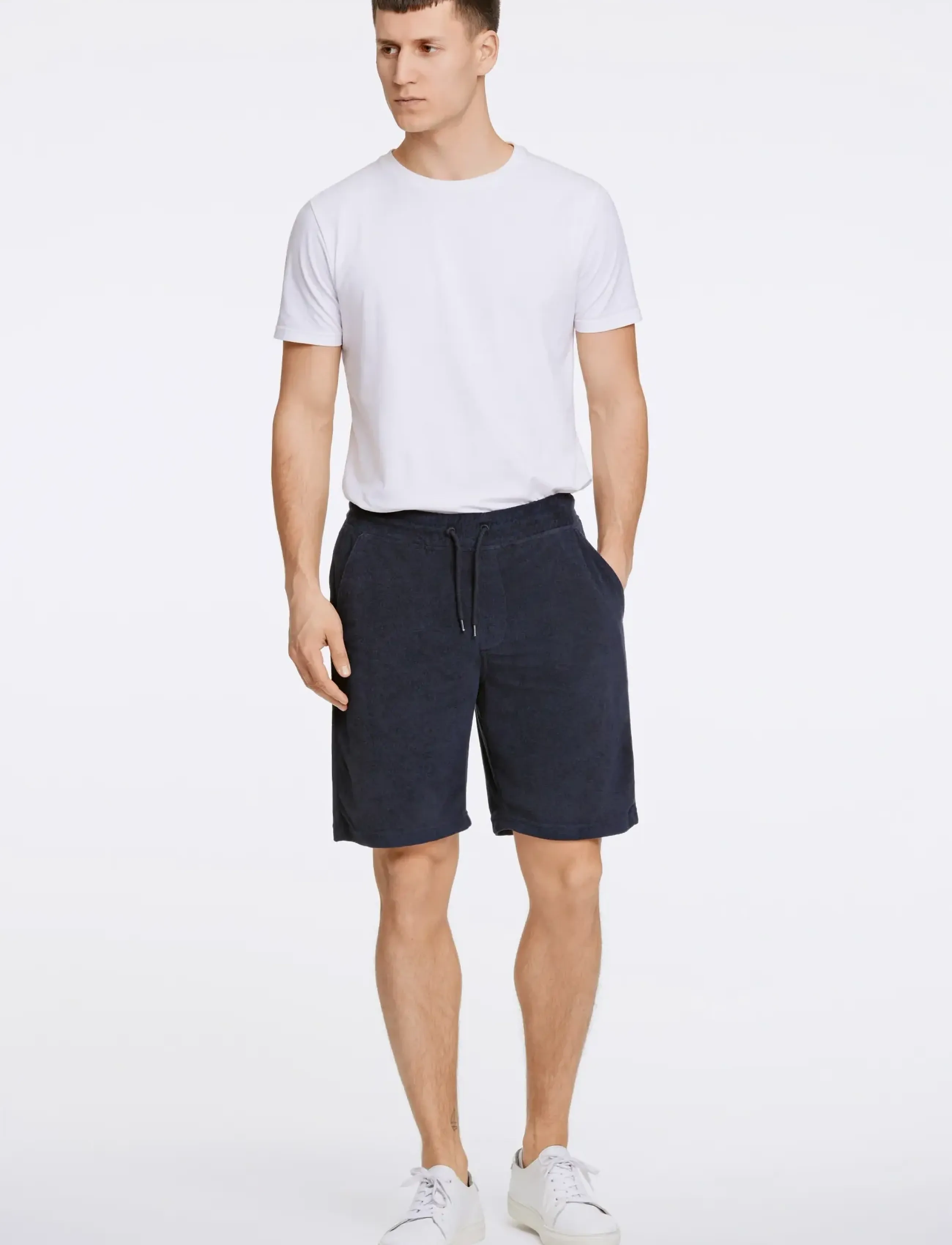 Lindbergh Towel Shorts With Elastic Waist, M, Navy, Shorts > Svedeshorts, Herre