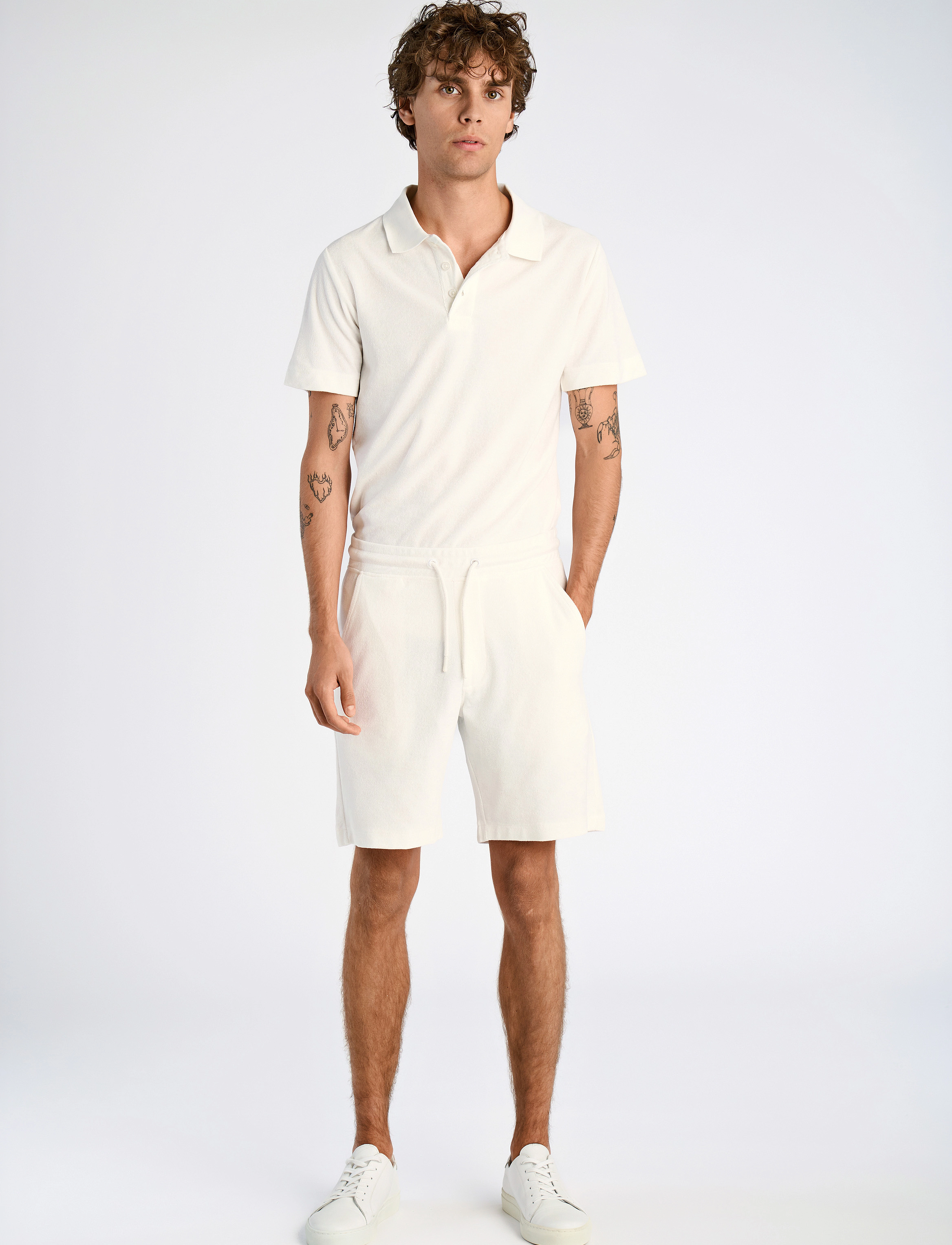 Lindbergh Shorts Terry, M, Shorts, Weiß - Sweat Männerswear