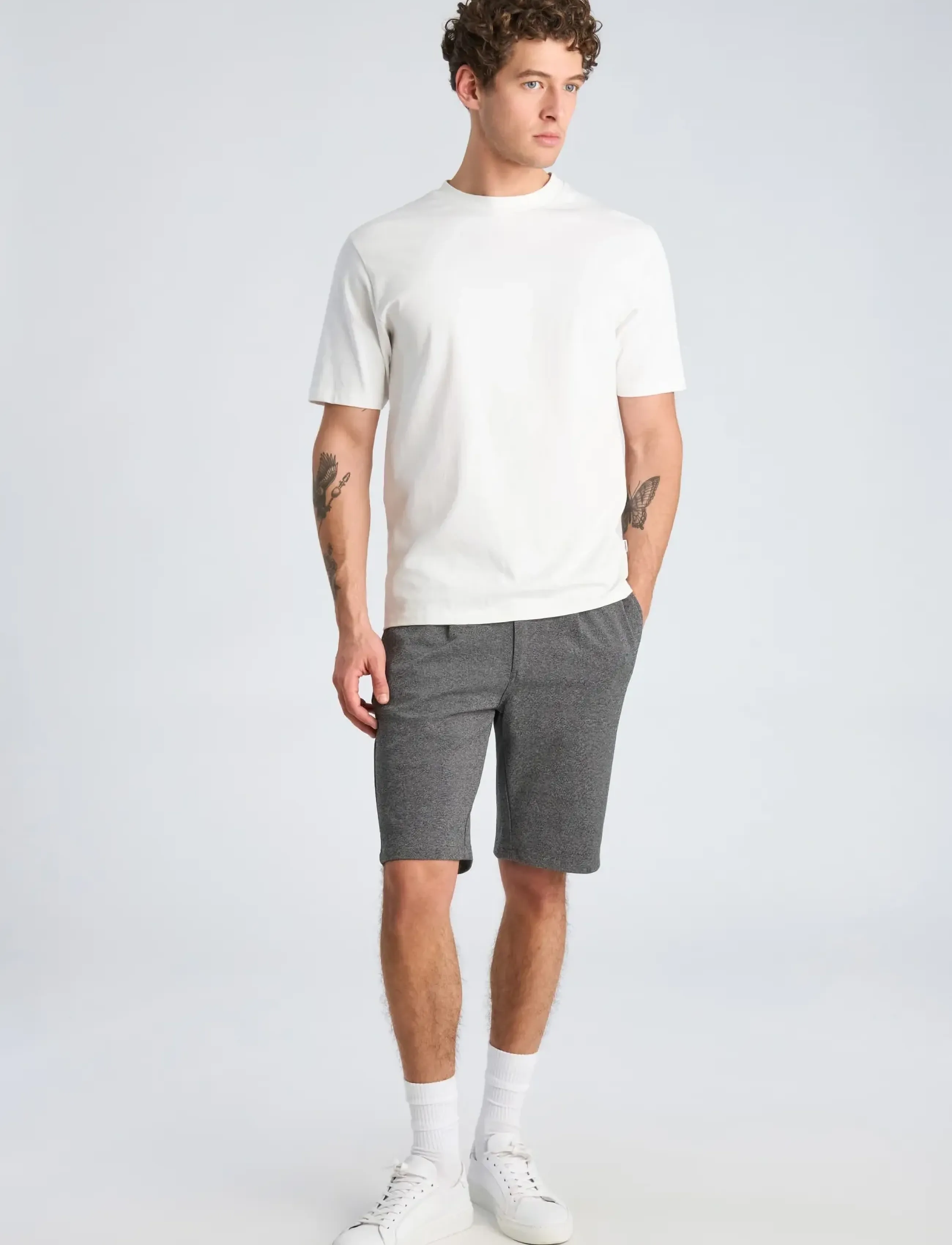 Lindbergh Superflex Elastic Waist Shorts, Mænd, Plisserede Shorts Med Elastik I Taljen, Grå, Str: M