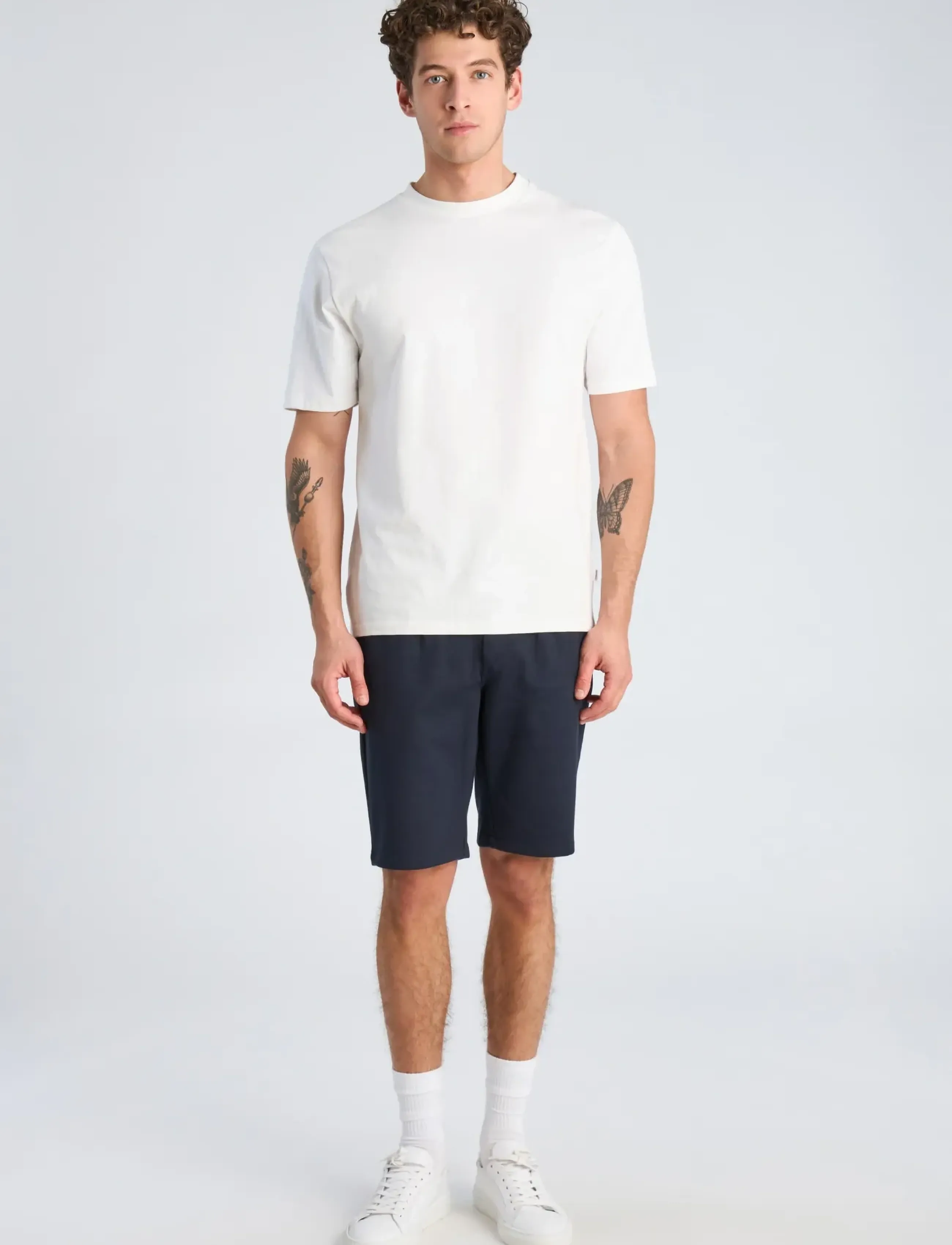 Lindbergh Superflex Elastic Waist Shorts, Mænd, Plisserede Shorts Med Elastik I Taljen, Navy, Str: S