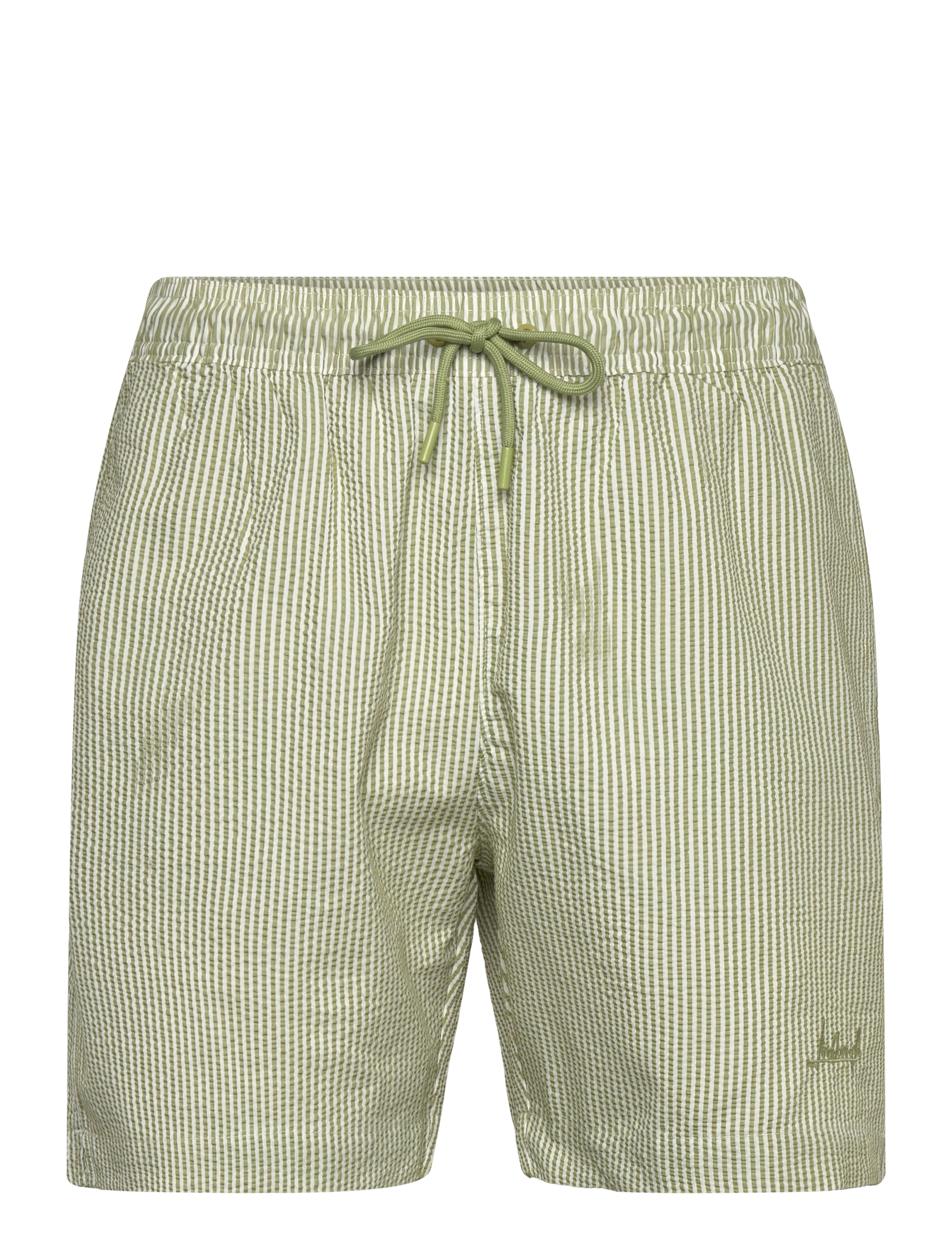 Lindbergh Striped seersucker swim shorts - Uimashortsit - GREEN / multi