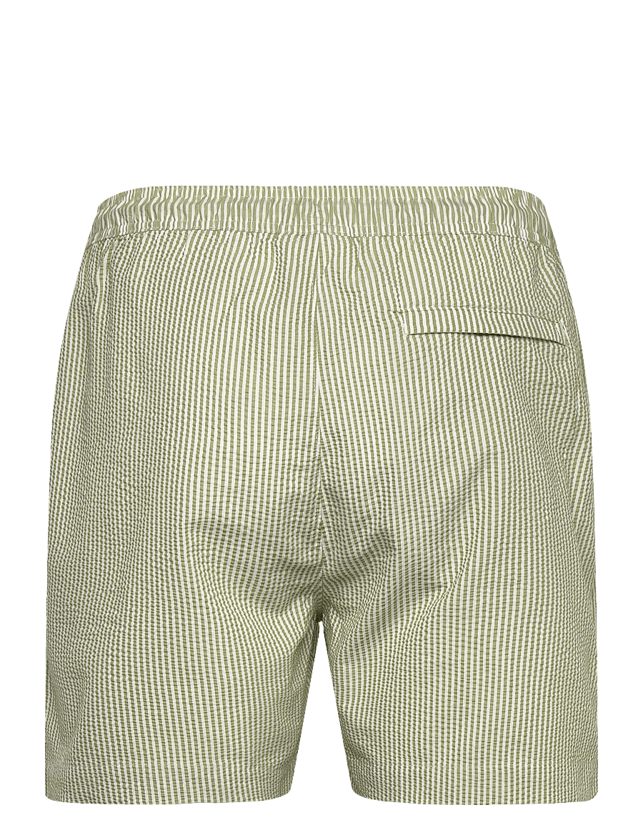 Lindbergh - Striped seersucker swim shorts - ujumispüksid - green - 2
