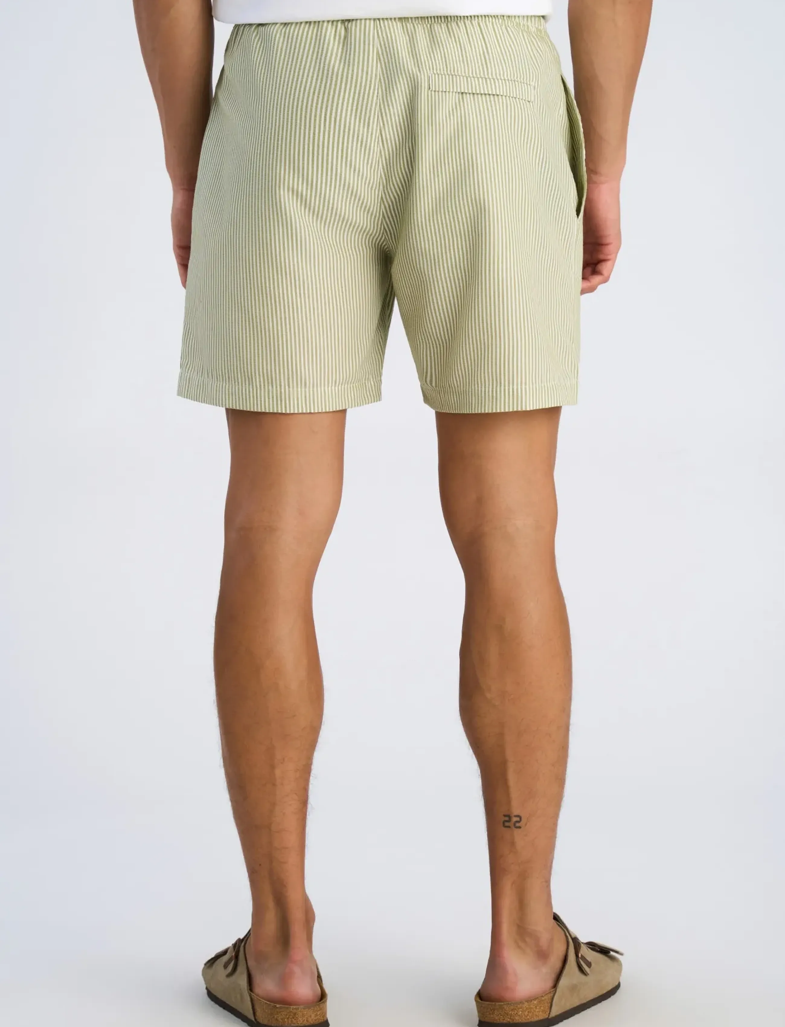 Lindbergh - Striped seersucker swim shorts - badeshorts - green - 4
