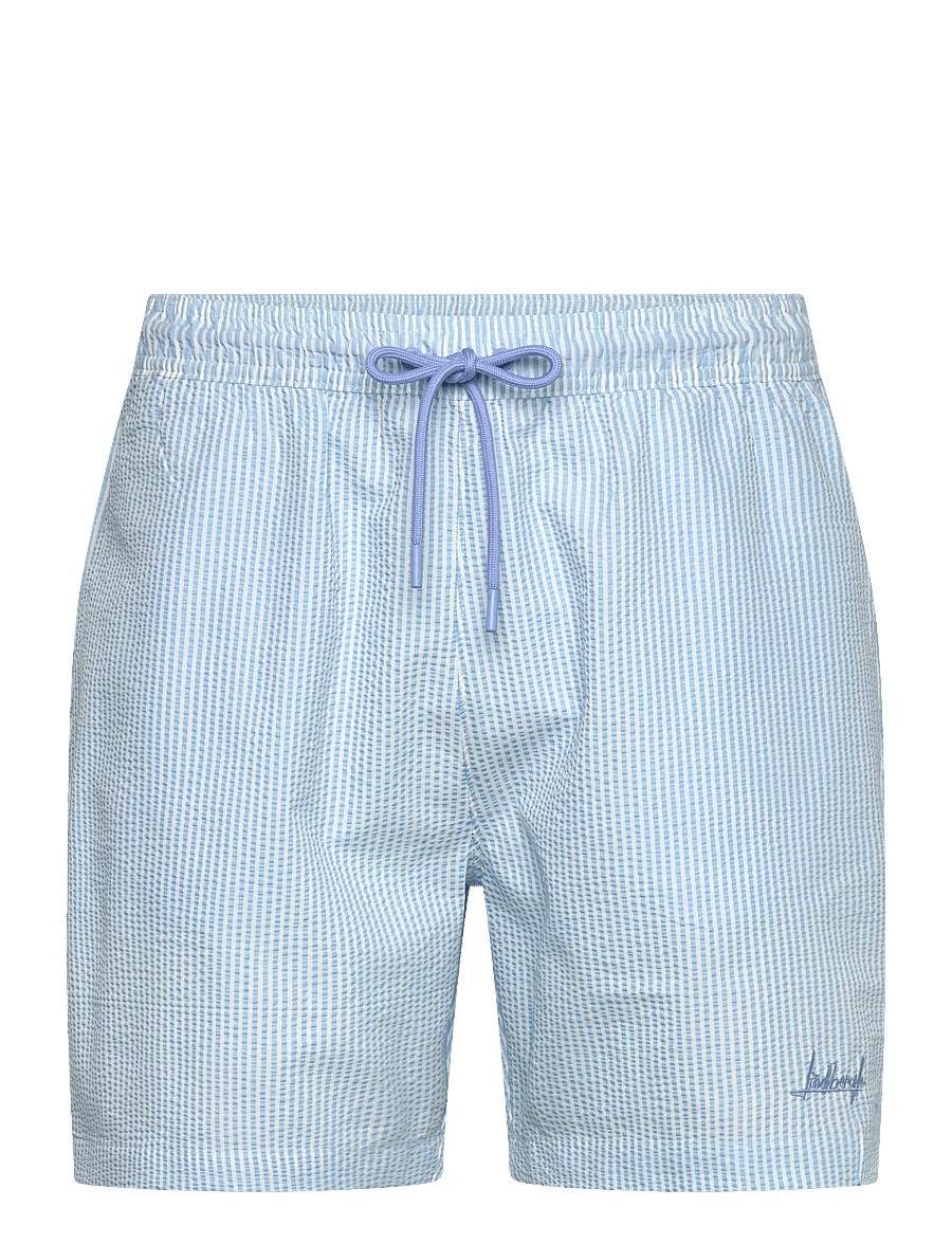 Lindbergh - Striped seersucker swim shorts - ujumispüksid - lt blue - 1