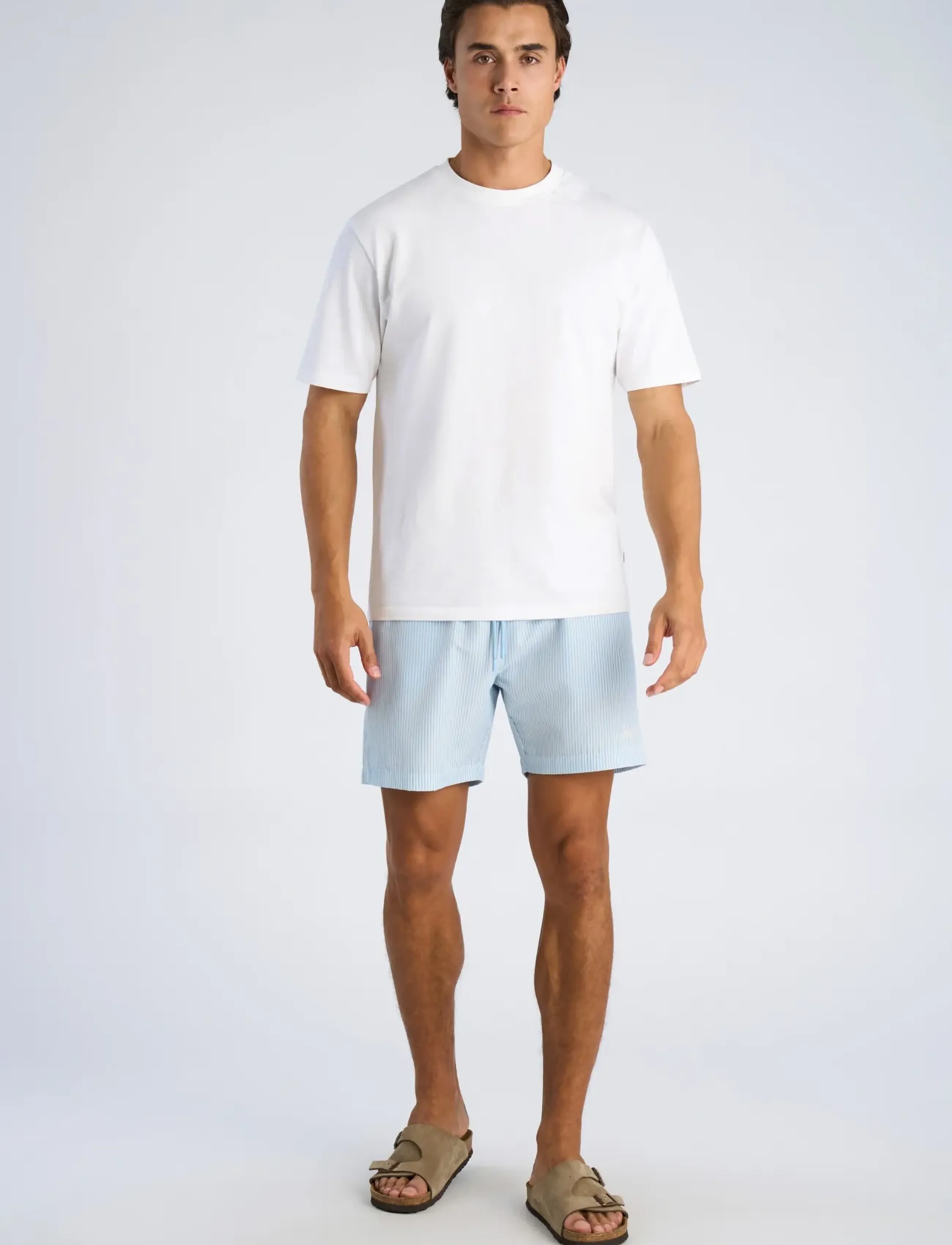Lindbergh Striped seersucker swim shorts - Vetements - LT BLUE / multi