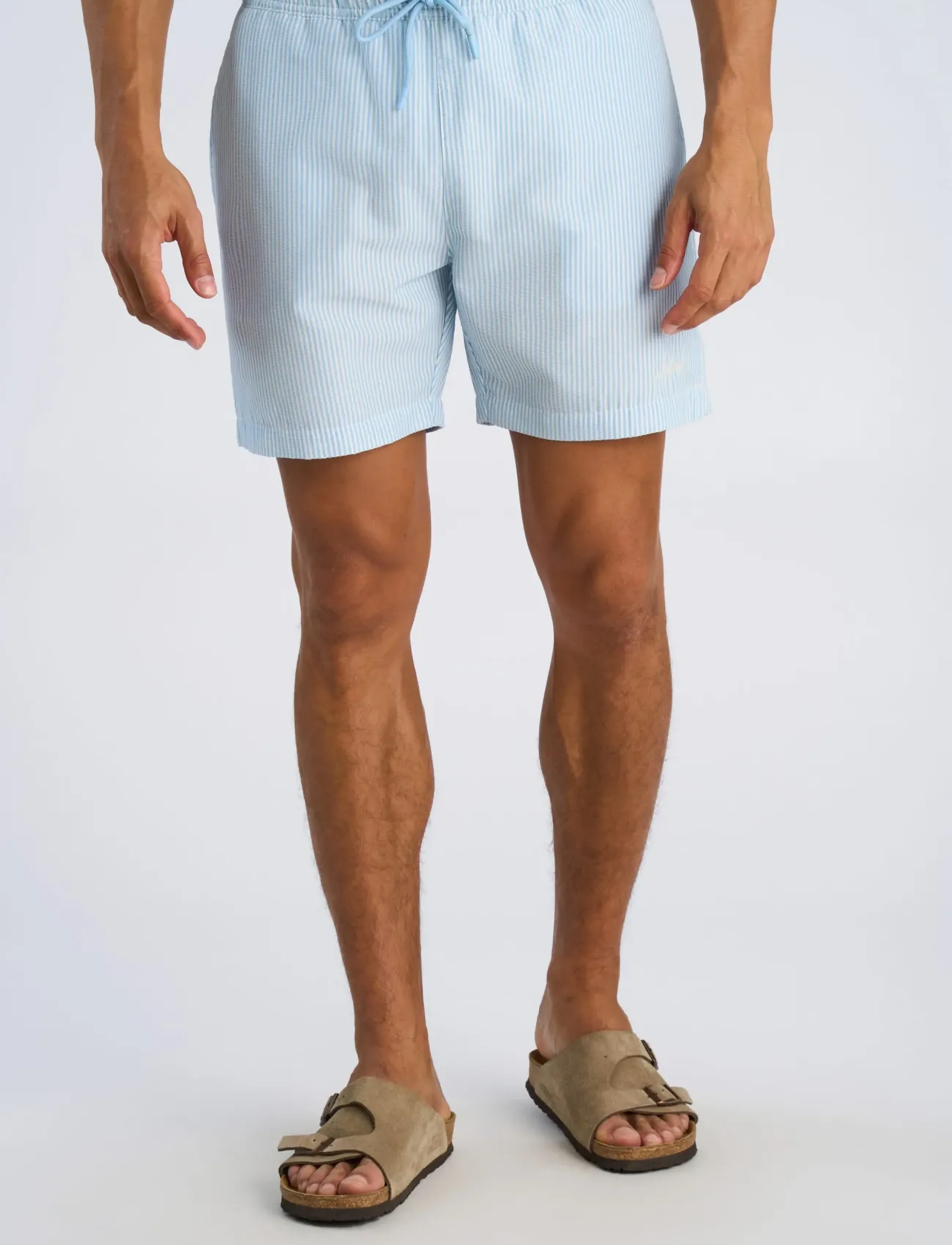 Lindbergh - Striped seersucker swim shorts - badeshorts - lt blue - 3