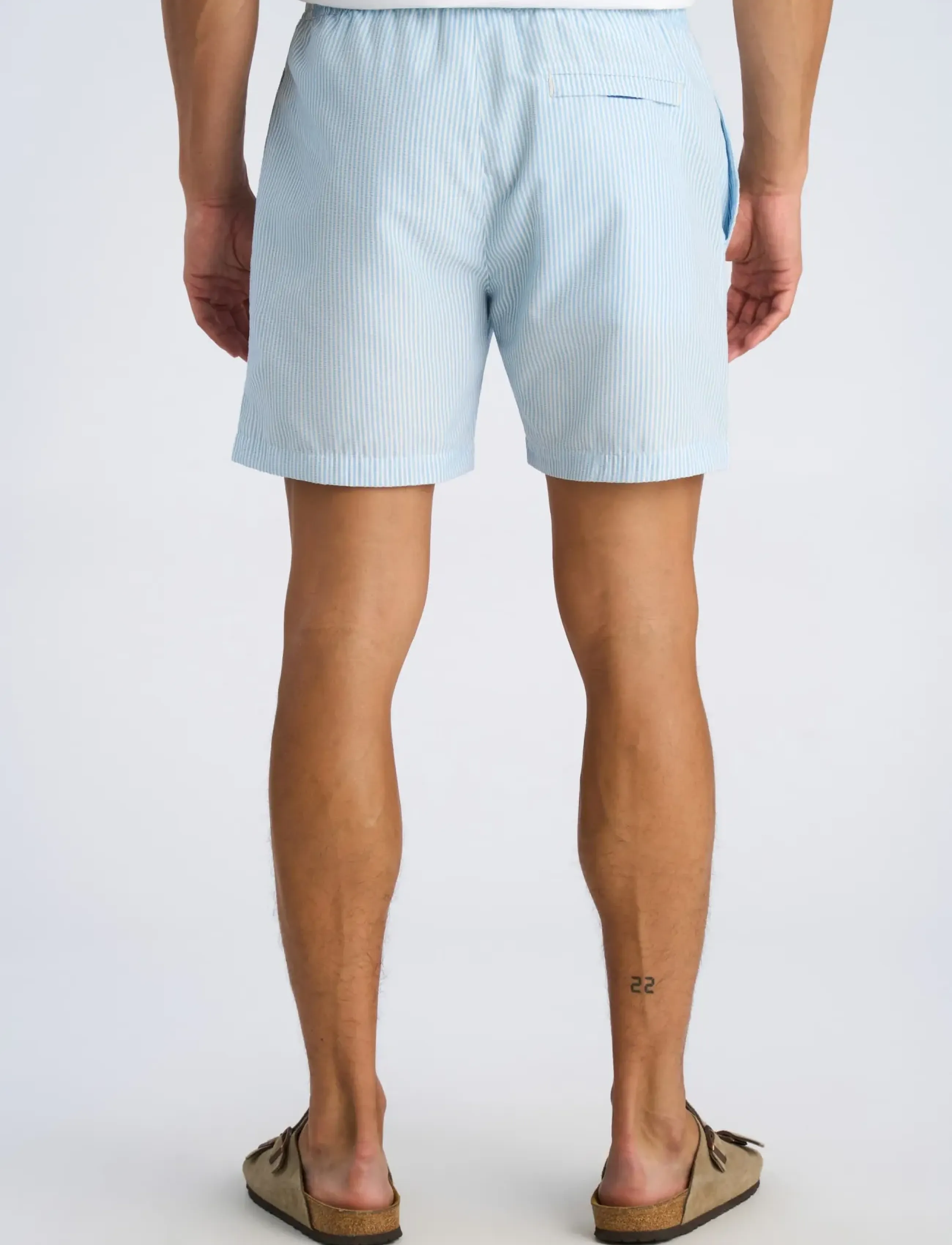Lindbergh - Striped seersucker swim shorts - badeshorts - lt blue - 4