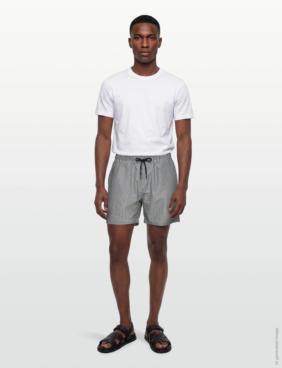 Lindbergh - Striped seersucker swim shorts - ujumispüksid - navy stripe - 0