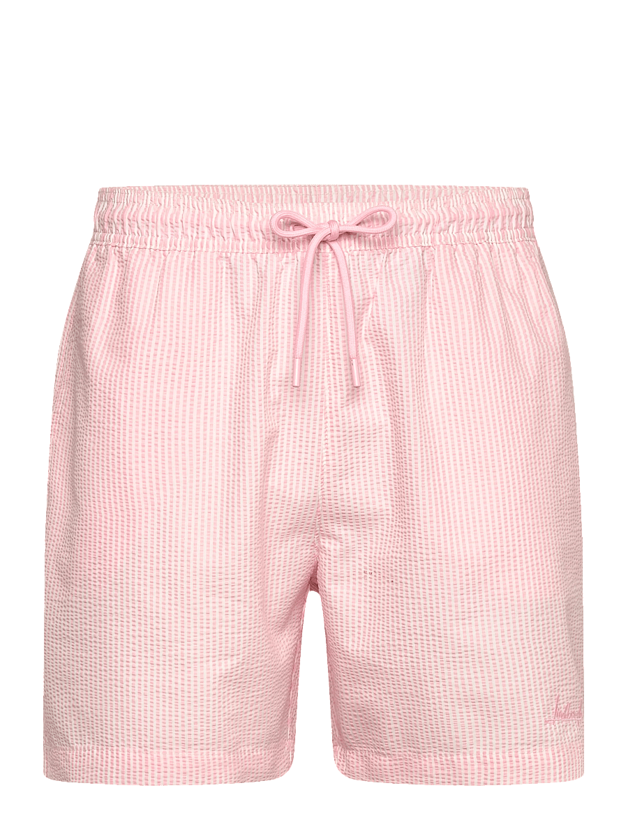 Lindbergh - Striped seersucker swim shorts - ujumispüksid - pink stripe - 1