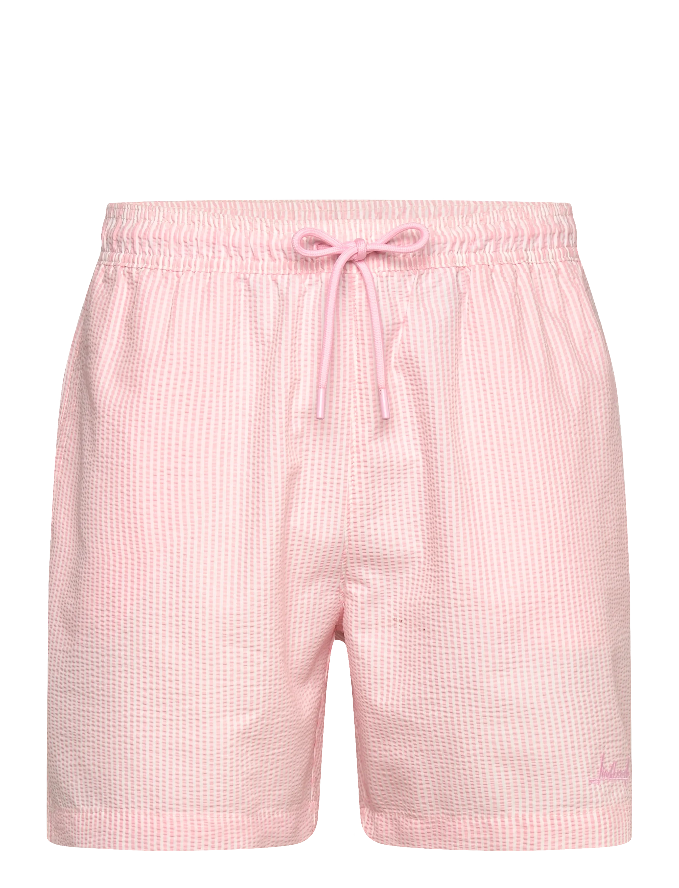 Lindbergh - Striped seersucker swim shorts - badeshorts - pink stripe - 1
