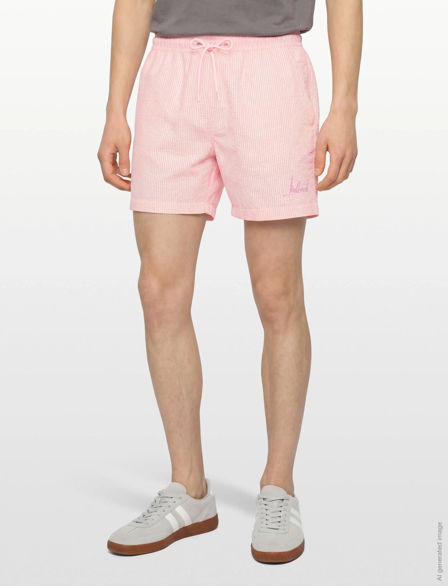 Lindbergh - Striped seersucker swim shorts - ujumispüksid - pink stripe - 3