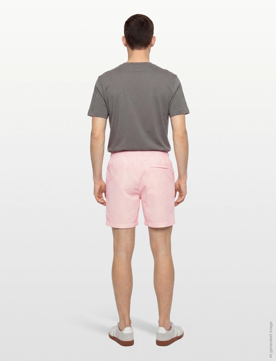 Lindbergh - Striped seersucker swim shorts - ujumispüksid - pink stripe - 4