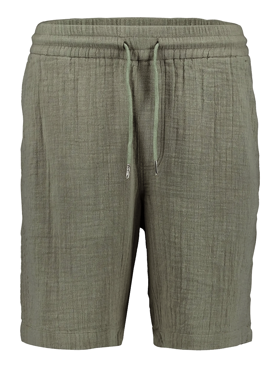 Lindbergh - Cotton muslin shorts - casual shorts - dk khaki - 1