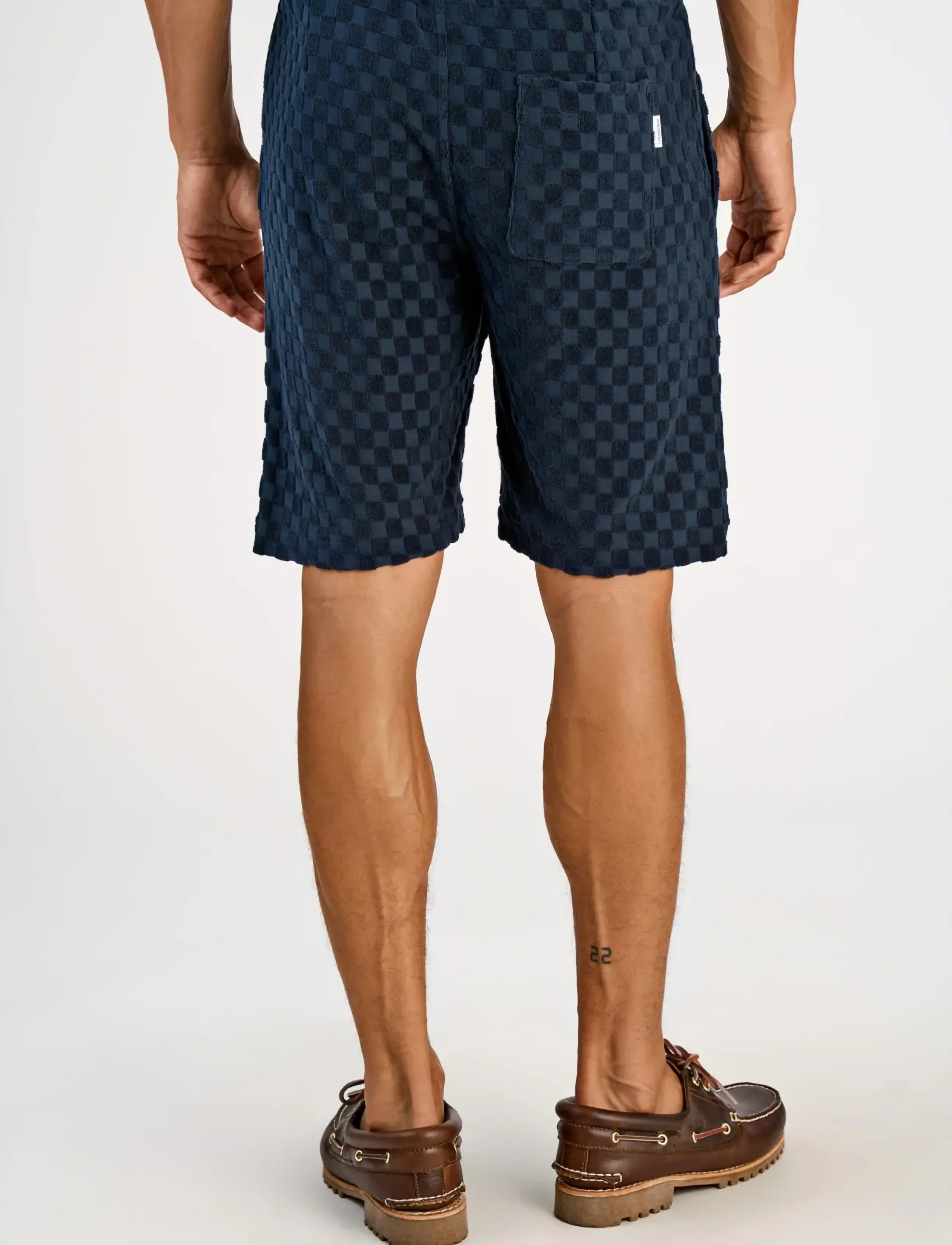 Lindbergh - Jacquard checkered towel shorts - sweatshorts - navy - 4