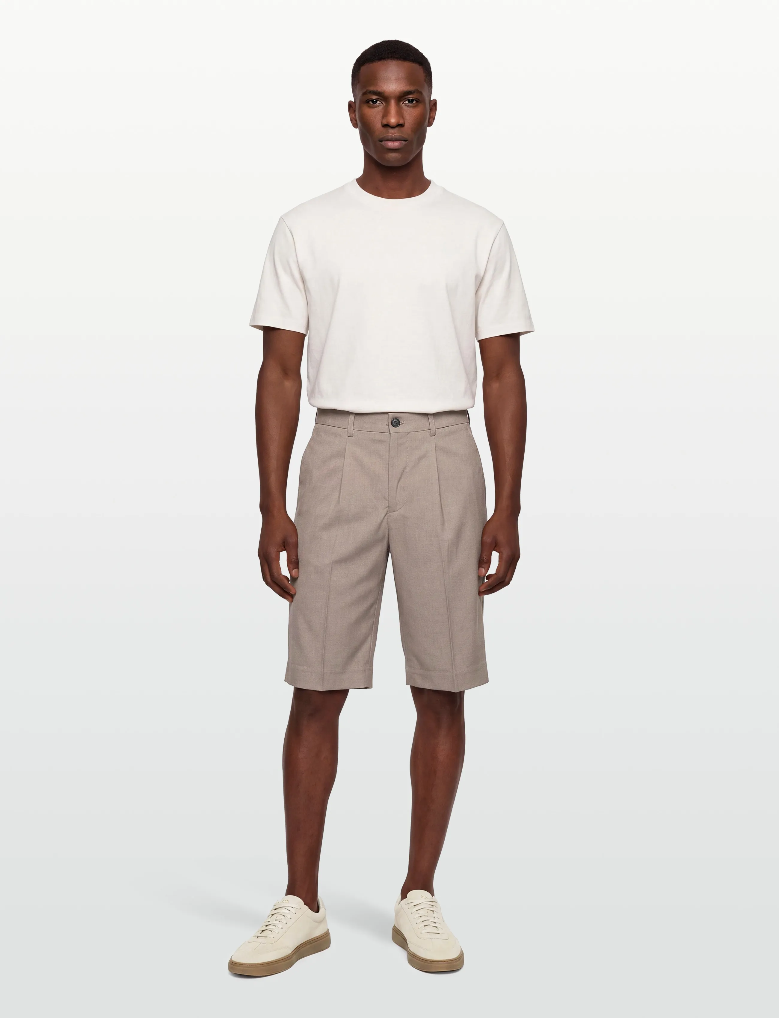 Lindbergh Plain Suit Shorts, 44, Beige - Chinos Männerswear