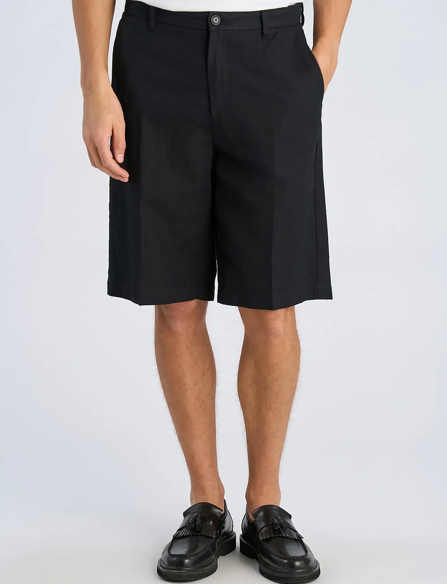 Lindbergh - Linen blend loose shorts - leinen-shorts - black - 3