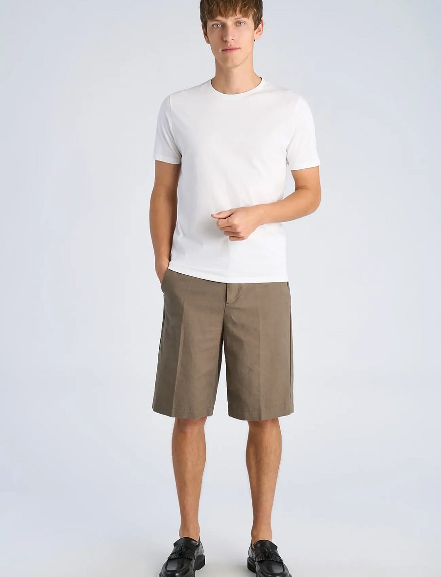 Lindbergh - Linen blend loose shorts - leinen-shorts - dk olive - 0