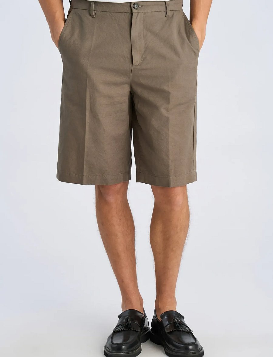 Lindbergh - Linen blend loose shorts - leinen-shorts - dk olive - 3