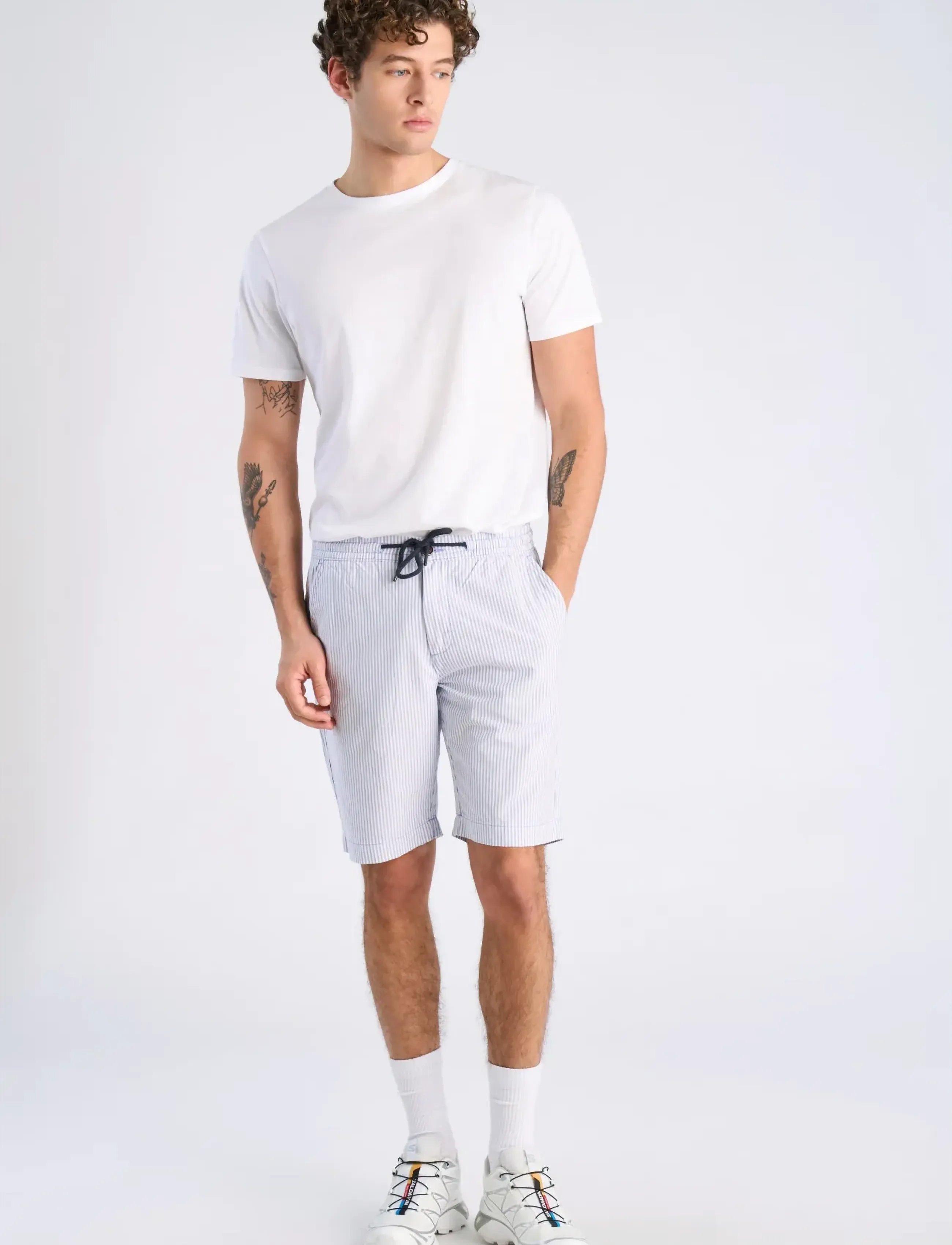 Lindbergh - Oxford drawstring shorts - lühikesed vabaajapüksid - blue stripe - 0