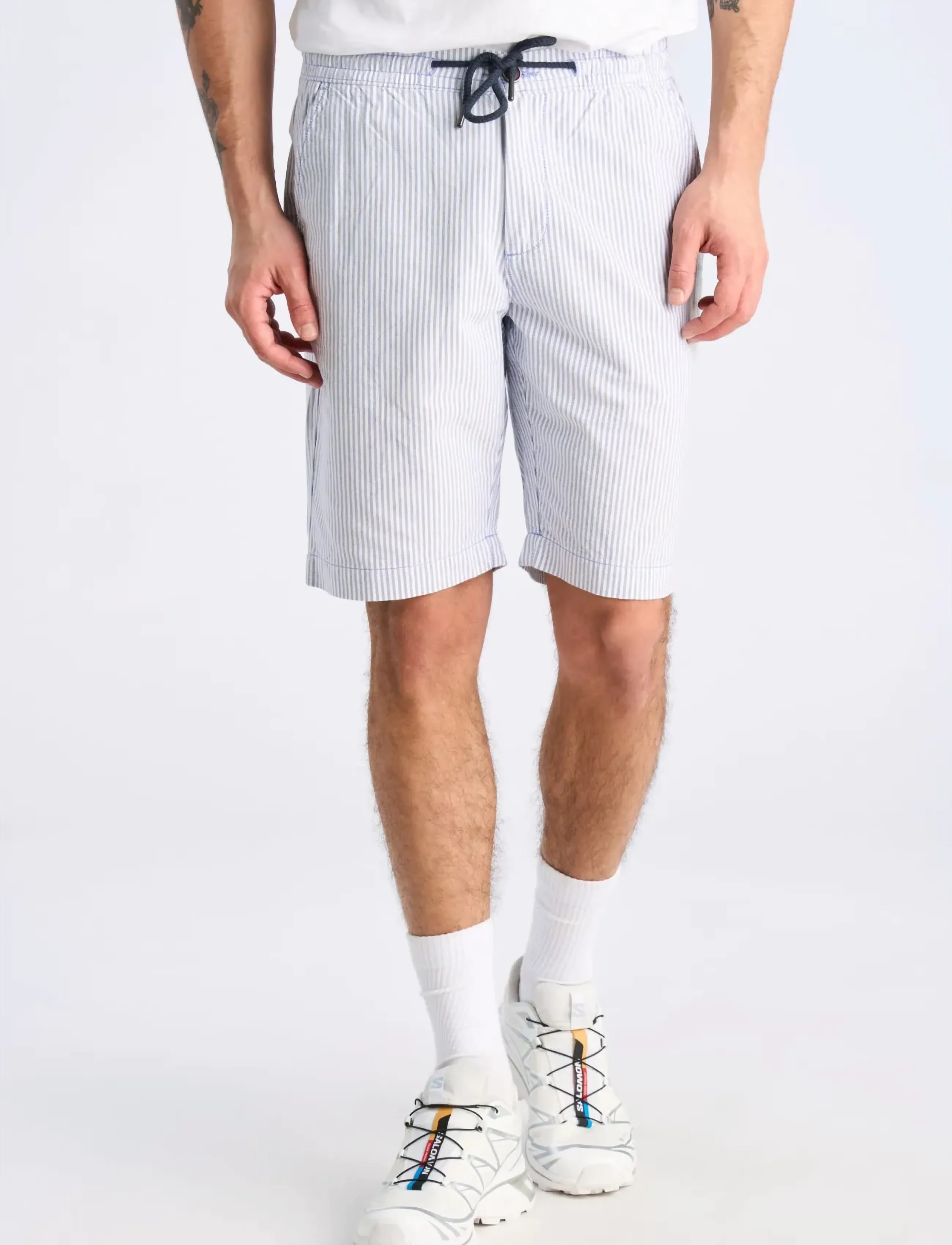 Lindbergh - Oxford drawstring shorts - casual shorts - blue stripe - 3