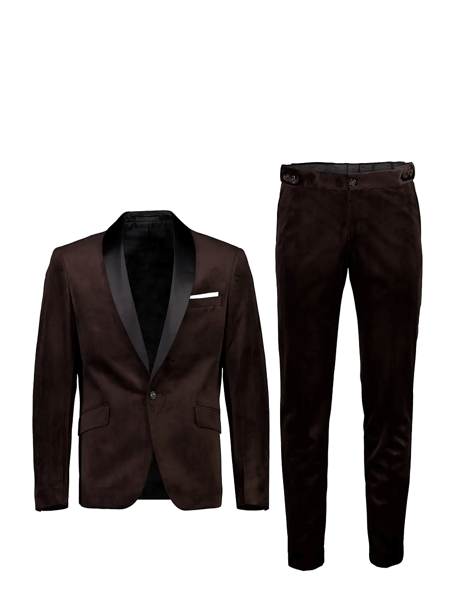 Lindbergh - Velvet tuxedo suit - smokingud - brown - 1