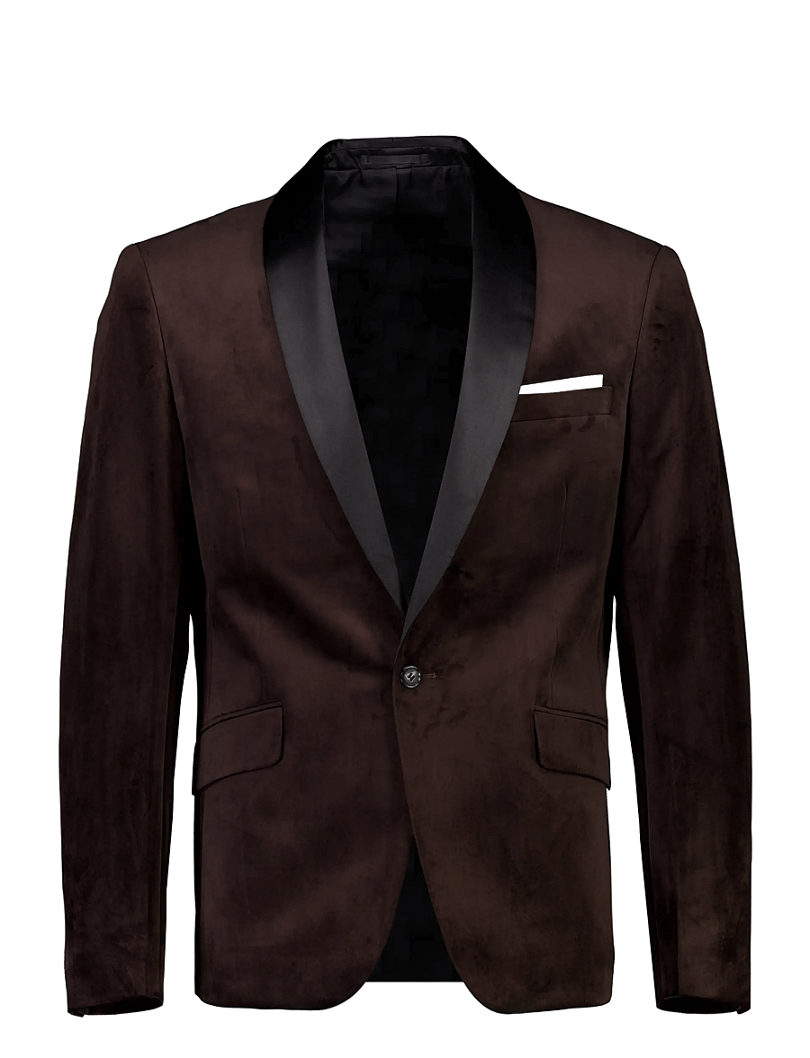 Lindbergh - Velvet tuxedo suit - smokingud - brown - 2
