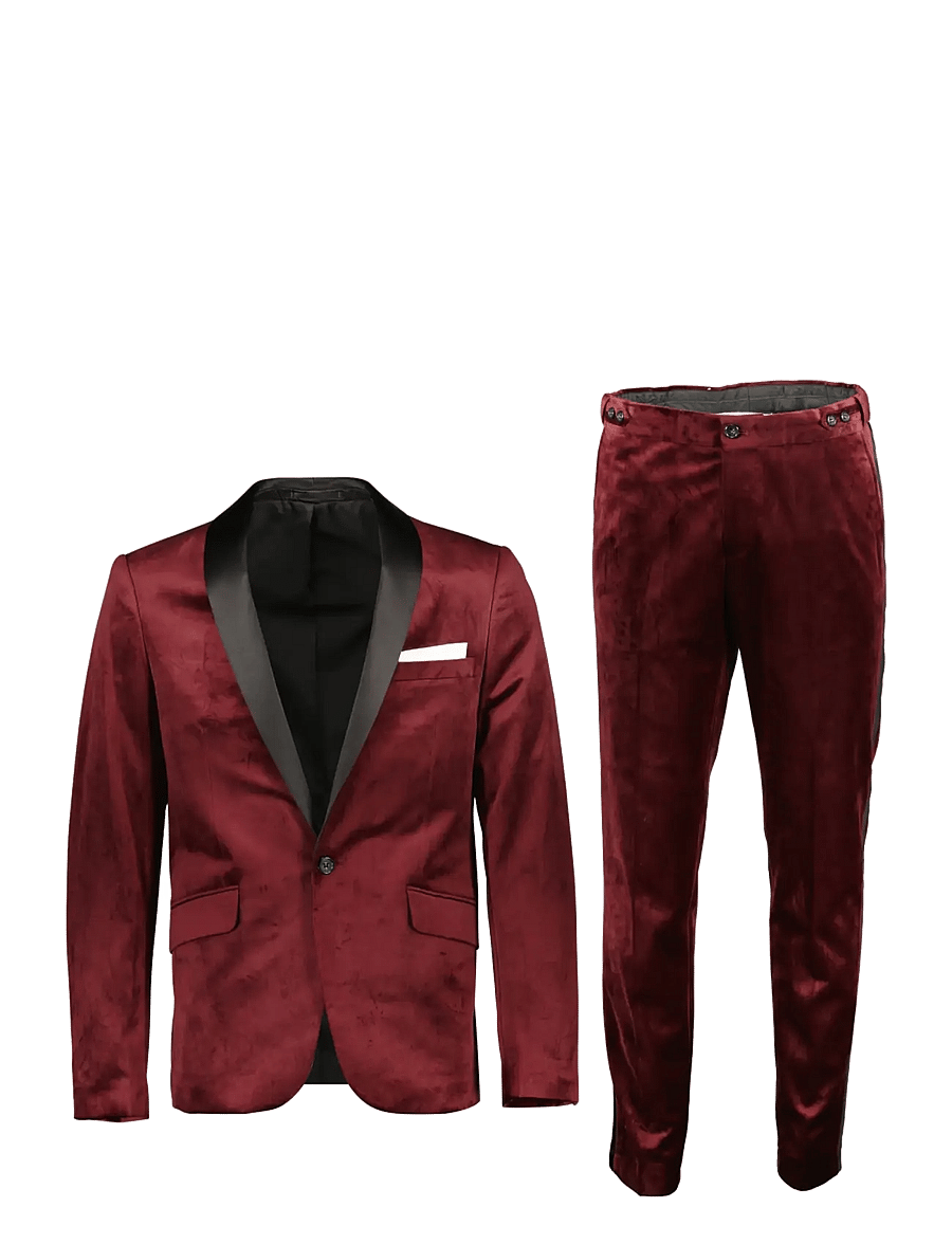 Lindbergh - Velvet tuxedo suit - smokingud - burgundy - 1