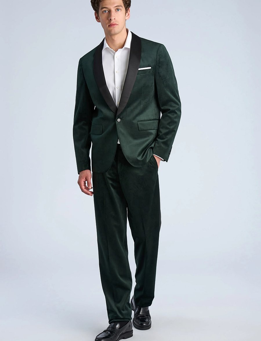 Lindbergh - Velvet tuxedo suit - smokingud - dk green - 0