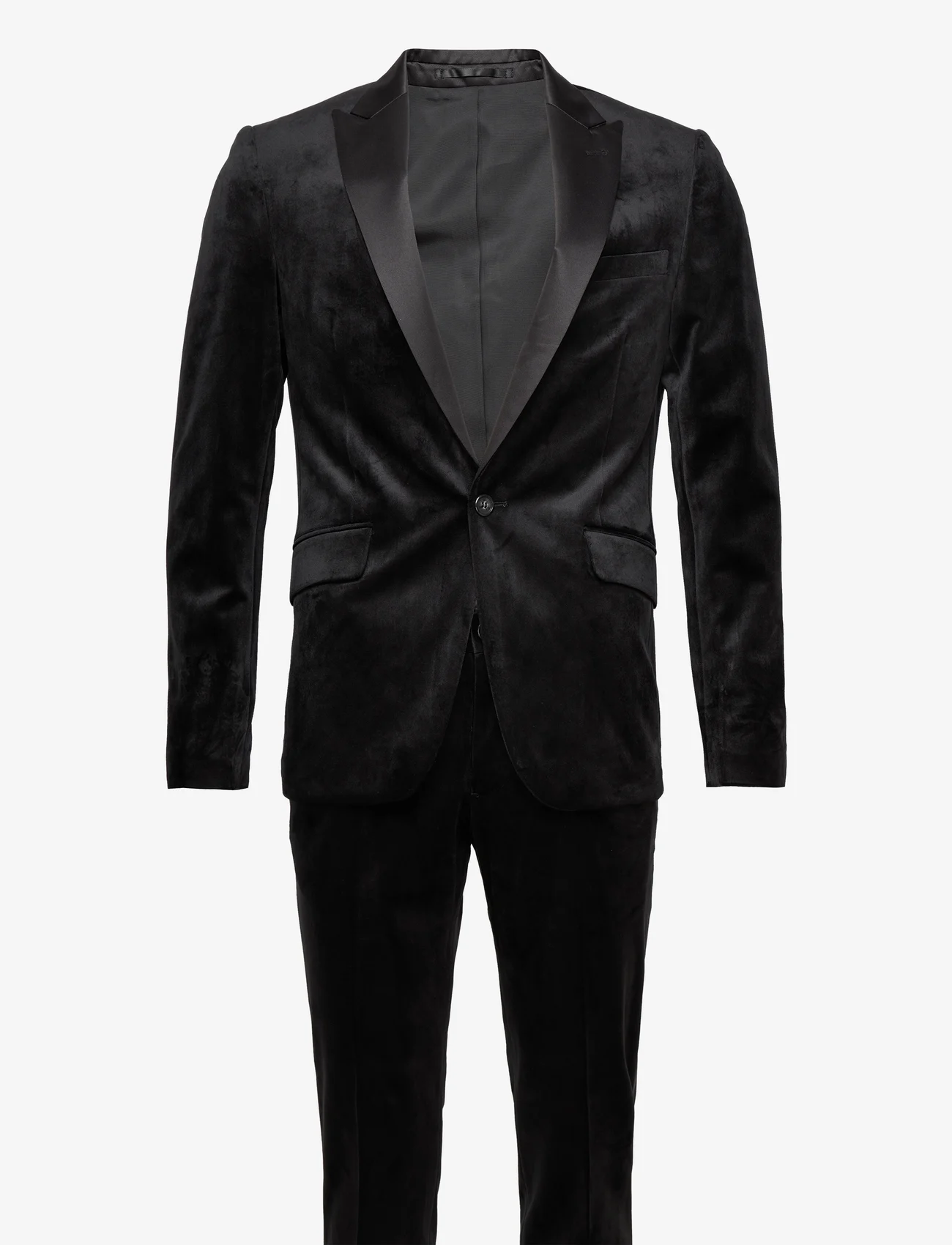 Lindbergh - Velvet tuxedo suit - Žaketes ar divrindu pogājumu - black - 0