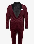 Velvet tuxedo suit - BURGUNDY