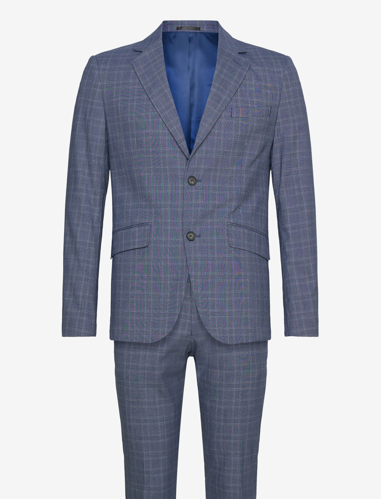 Lindbergh - Checked stretch suit - zweireiher anzüge - blue - 0