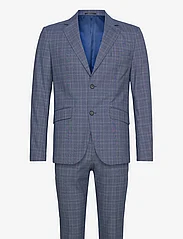Lindbergh - Checked stretch suit - double breasted suits - blue - 0