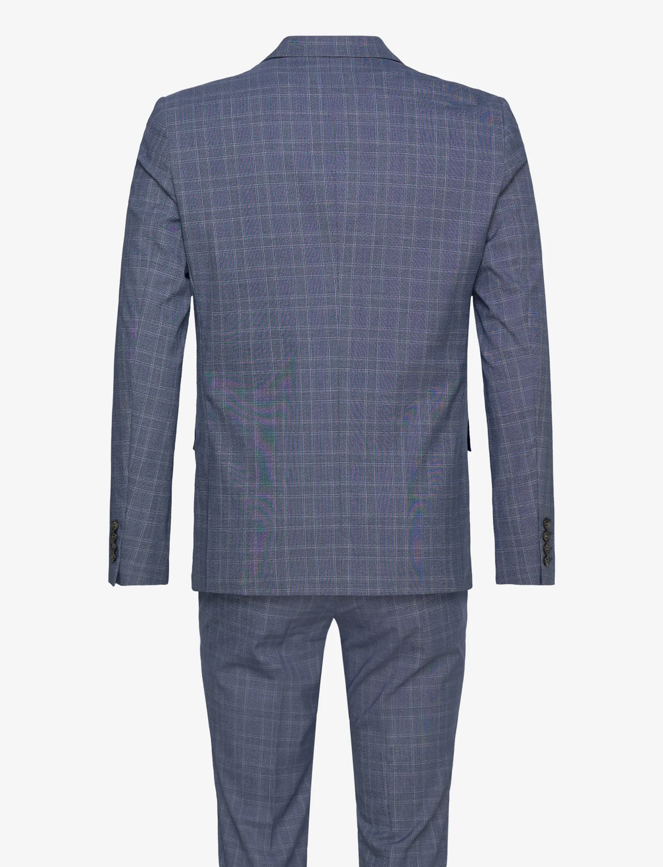 Lindbergh - Checked stretch suit - double breasted suits - blue - 1