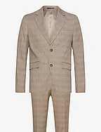 Checked twill stretch suit - SAND